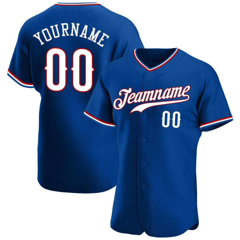 Custom Royal White-Red Authentic Baseball Jersey - Main View