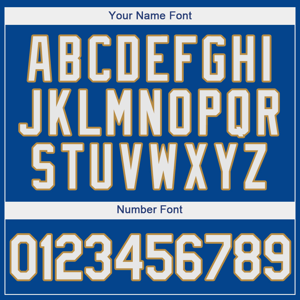 Custom Royal White-Old Gold Authentic Baseball Jersey view 5