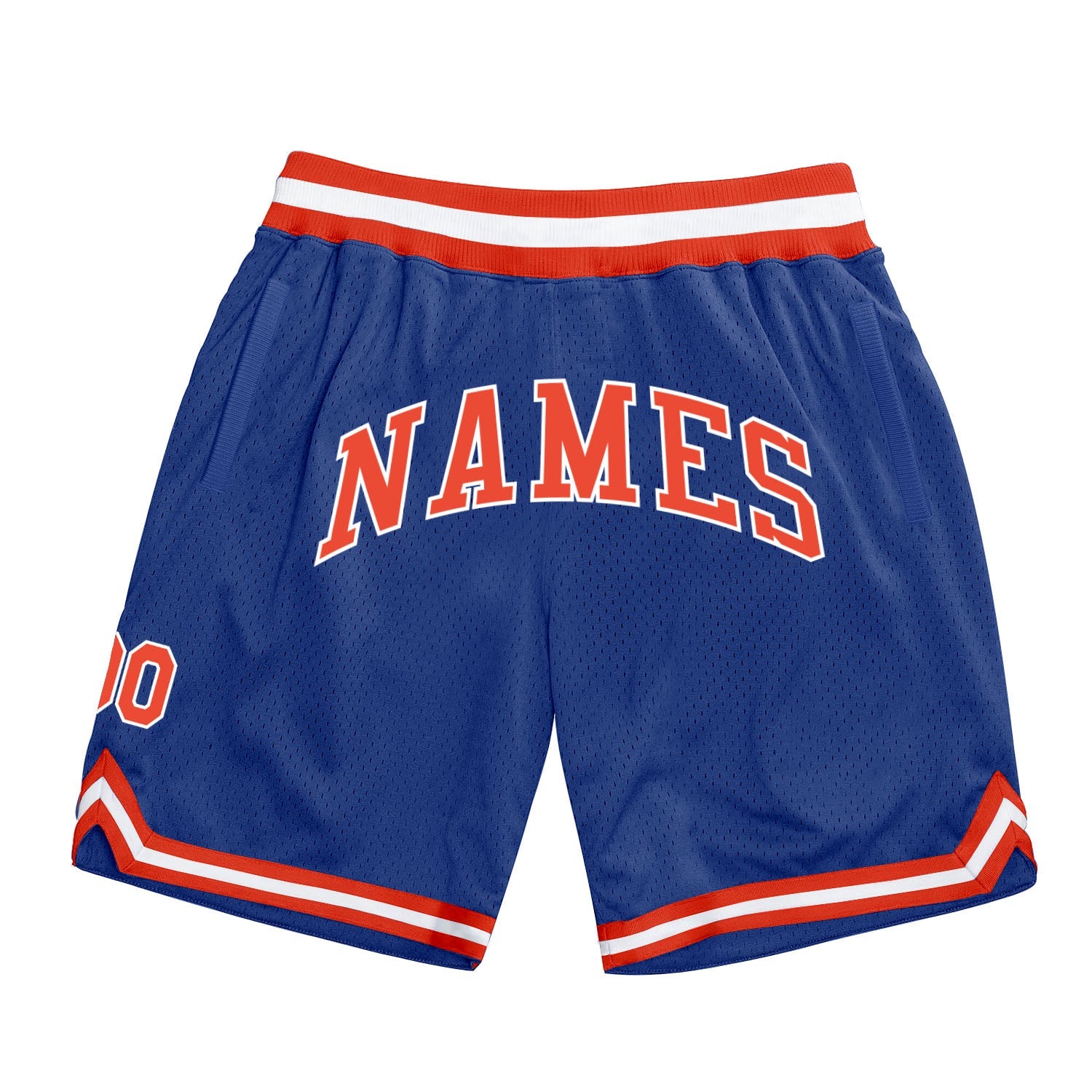 Custom Royal Orange-White Authentic Throwback Basketball Shorts - Main View