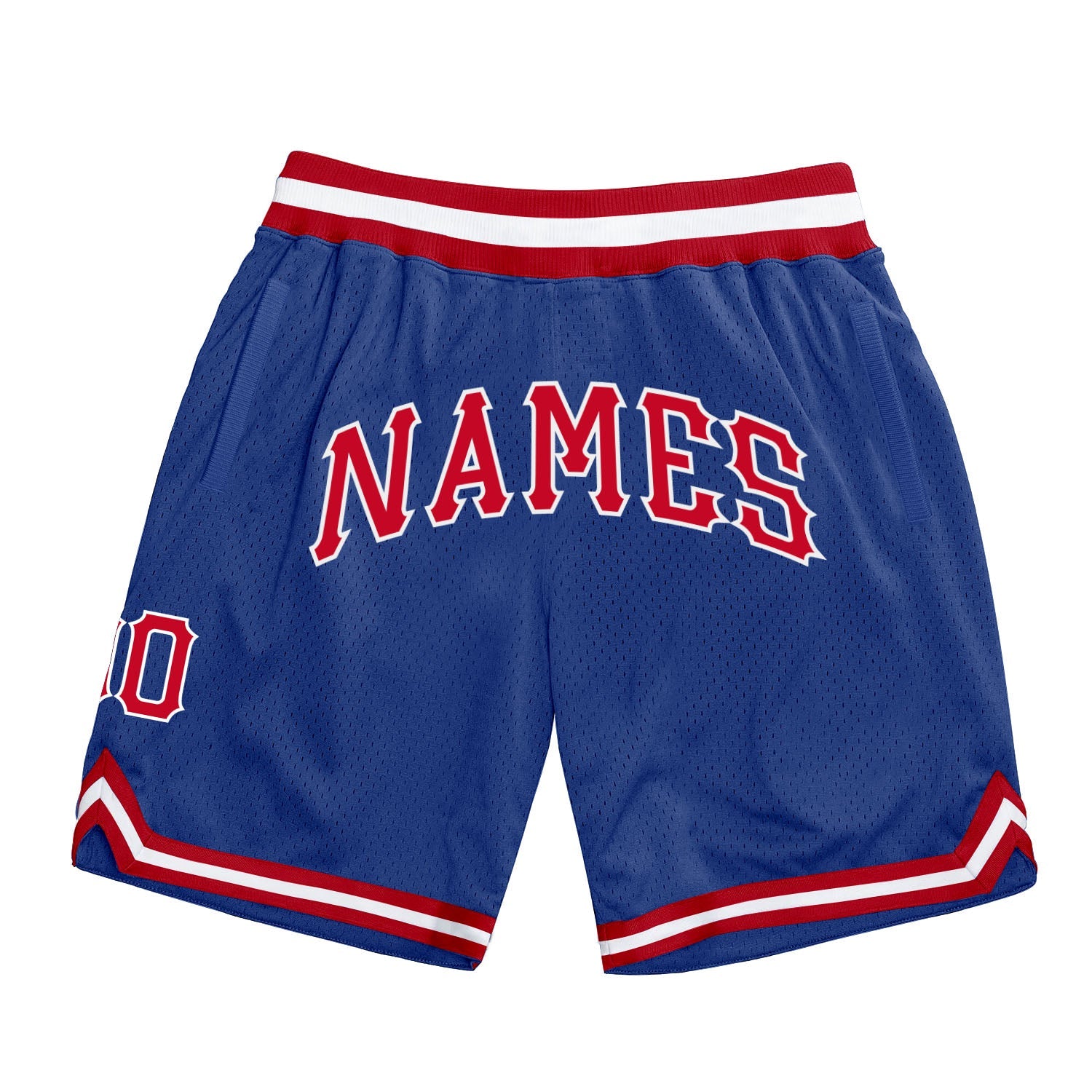 Custom Royal Red-White Authentic Throwback Basketball Shorts - Main View