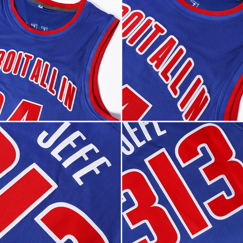 Custom Royal White-Red Authentic Throwback Basketball Jersey view 5
