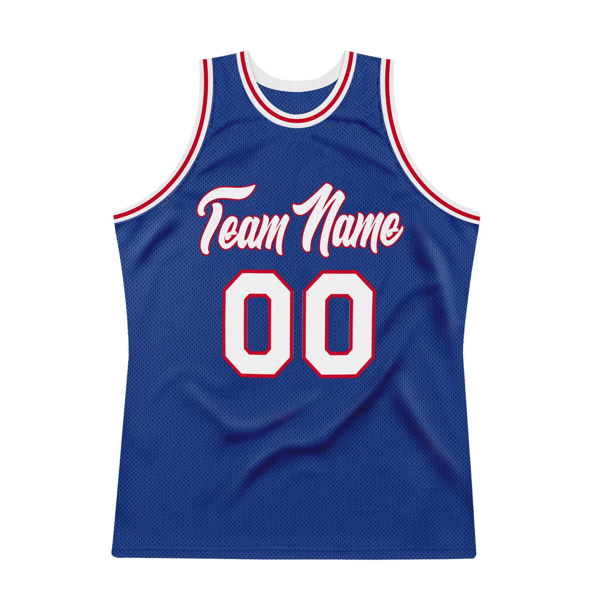 Custom Royal White-Red Authentic Throwback Basketball Jersey view 7
