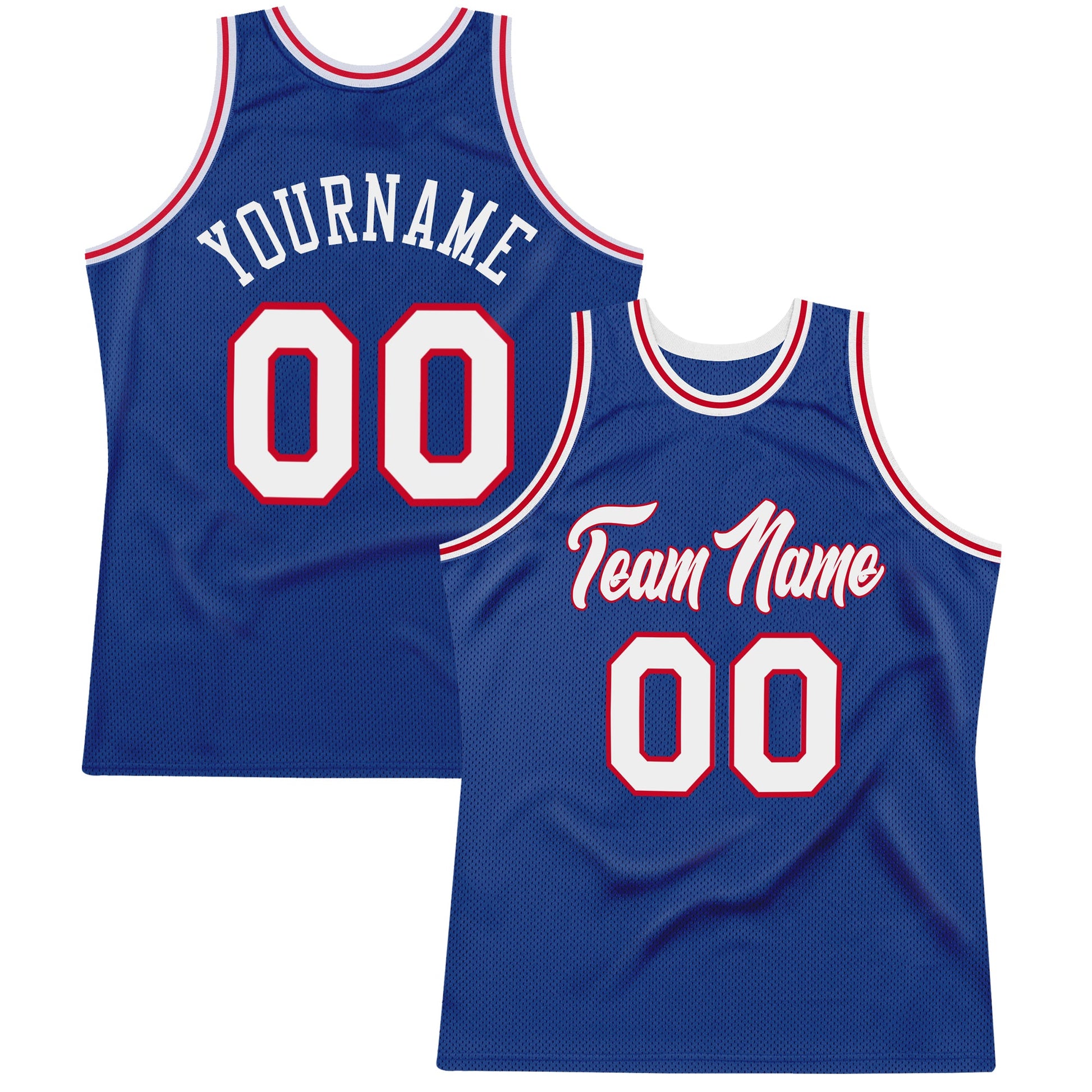Custom Royal White-Red Authentic Throwback Basketball Jersey - Main View
