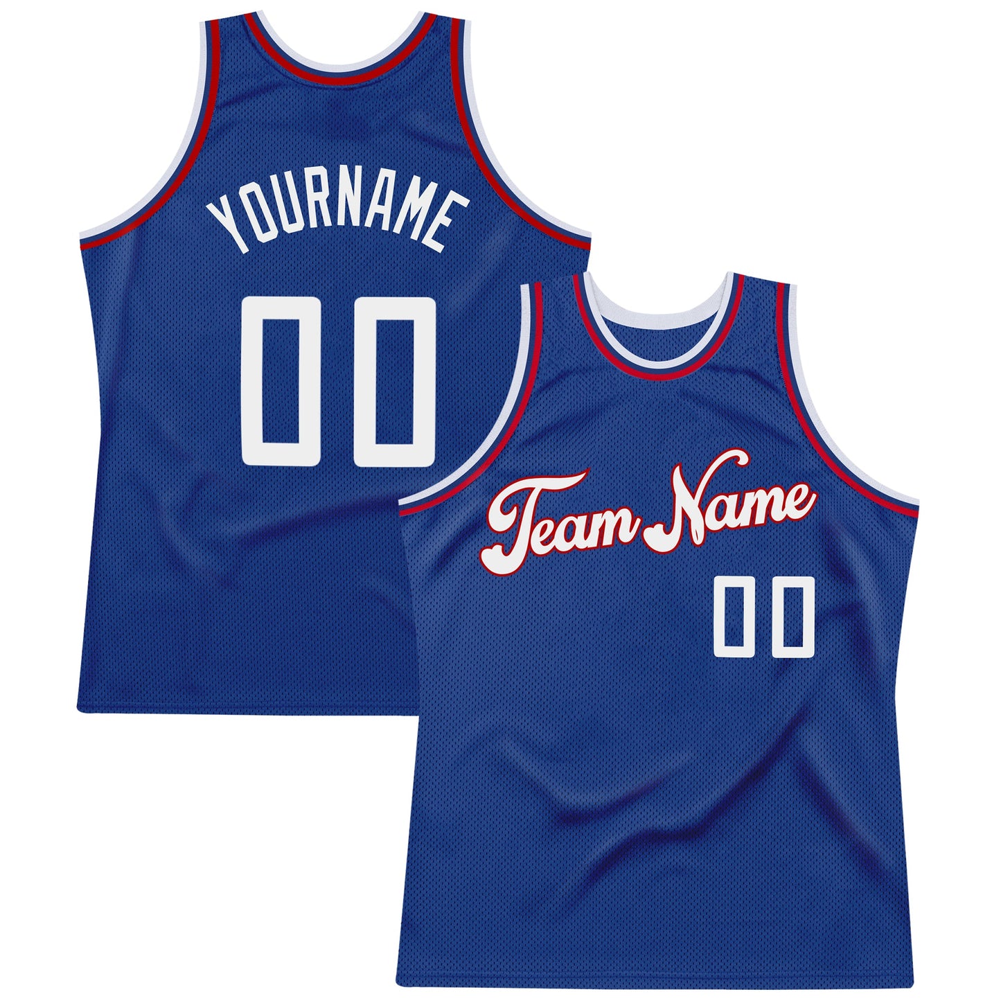 Custom Royal White-Red Authentic Throwback Basketball Jersey - Main View