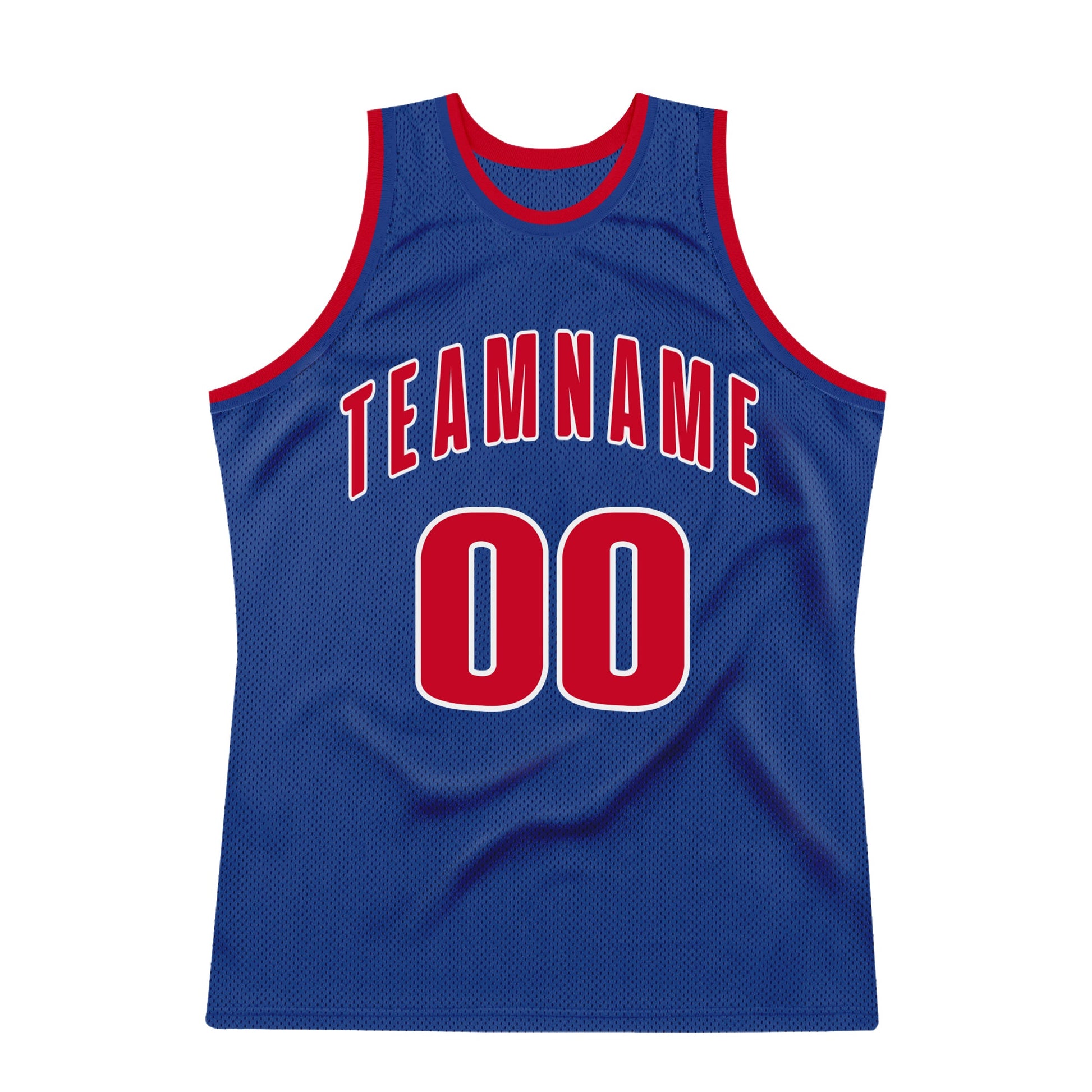 Custom Royal Red-White Authentic Throwback Basketball Jersey view 7
