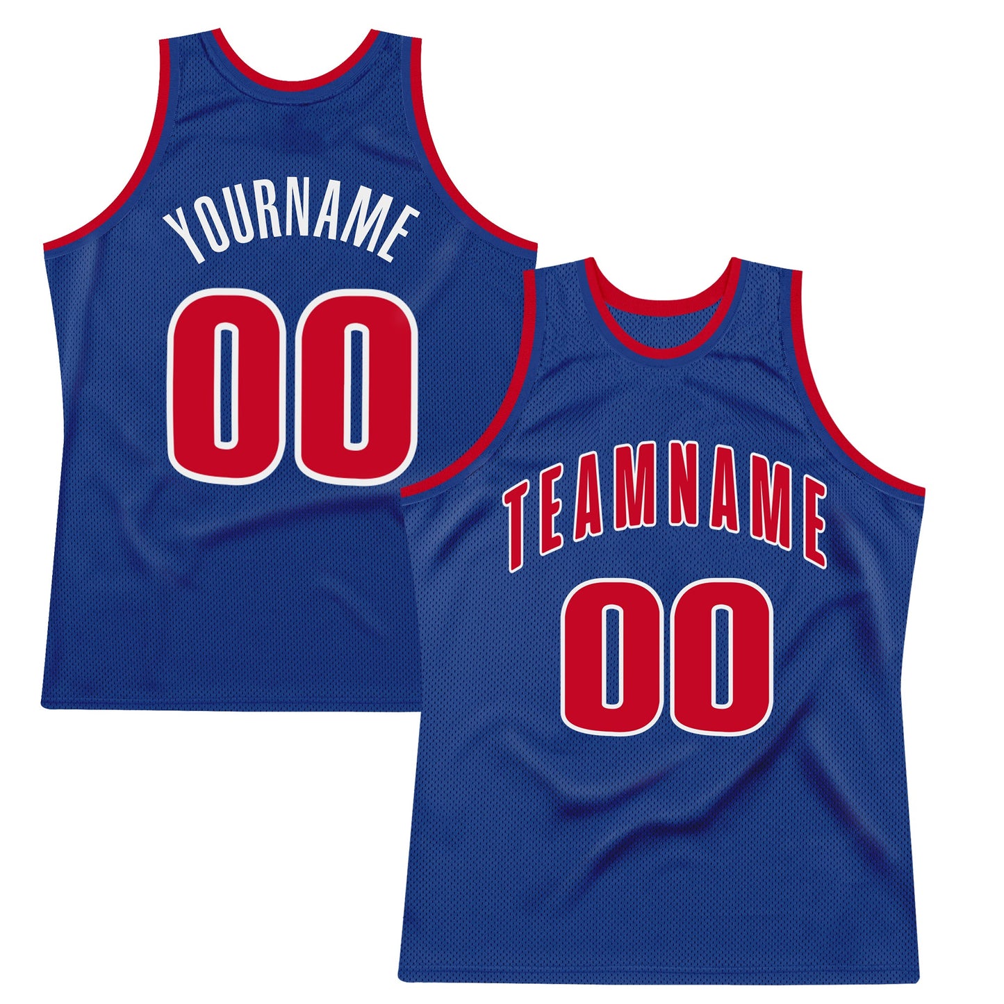 Custom Royal Red-White Authentic Throwback Basketball Jersey - Main View