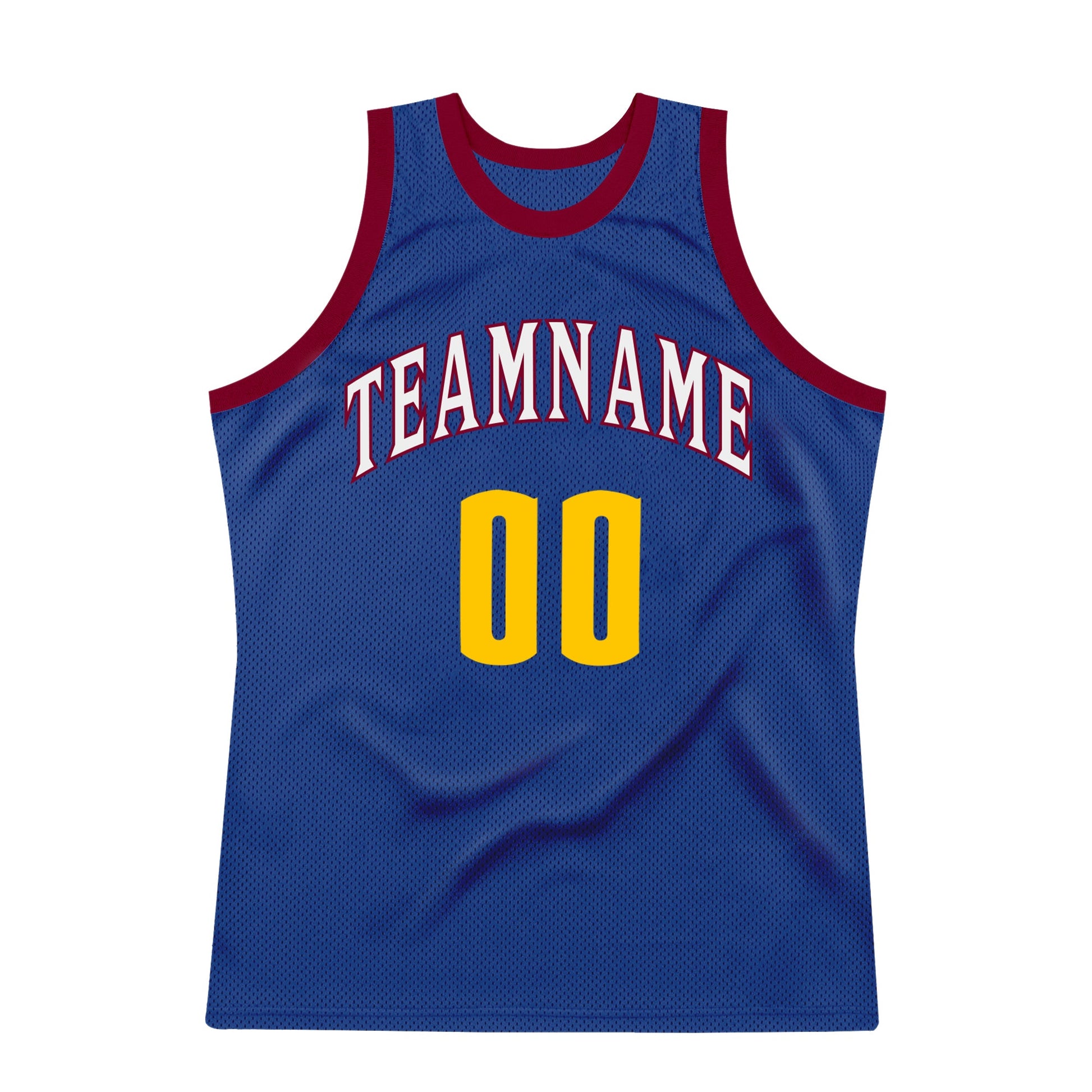 Custom Royal Gold-Maroon Authentic Throwback Basketball Jersey view 7