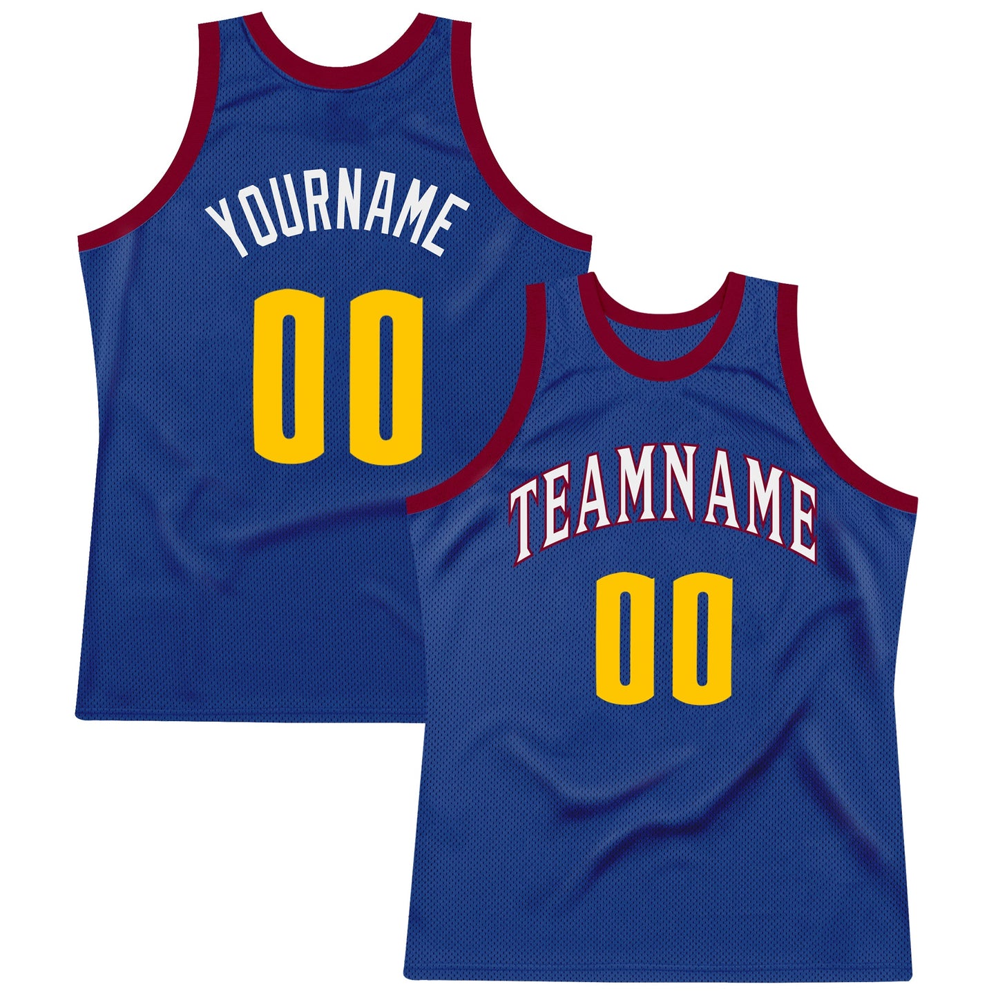 Custom Royal Gold-Maroon Authentic Throwback Basketball Jersey - Main View