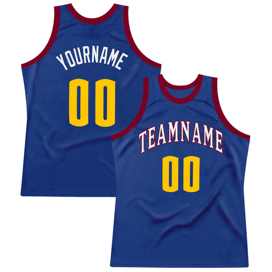 Custom Royal Gold-Maroon Authentic Throwback Basketball Jersey - Main View