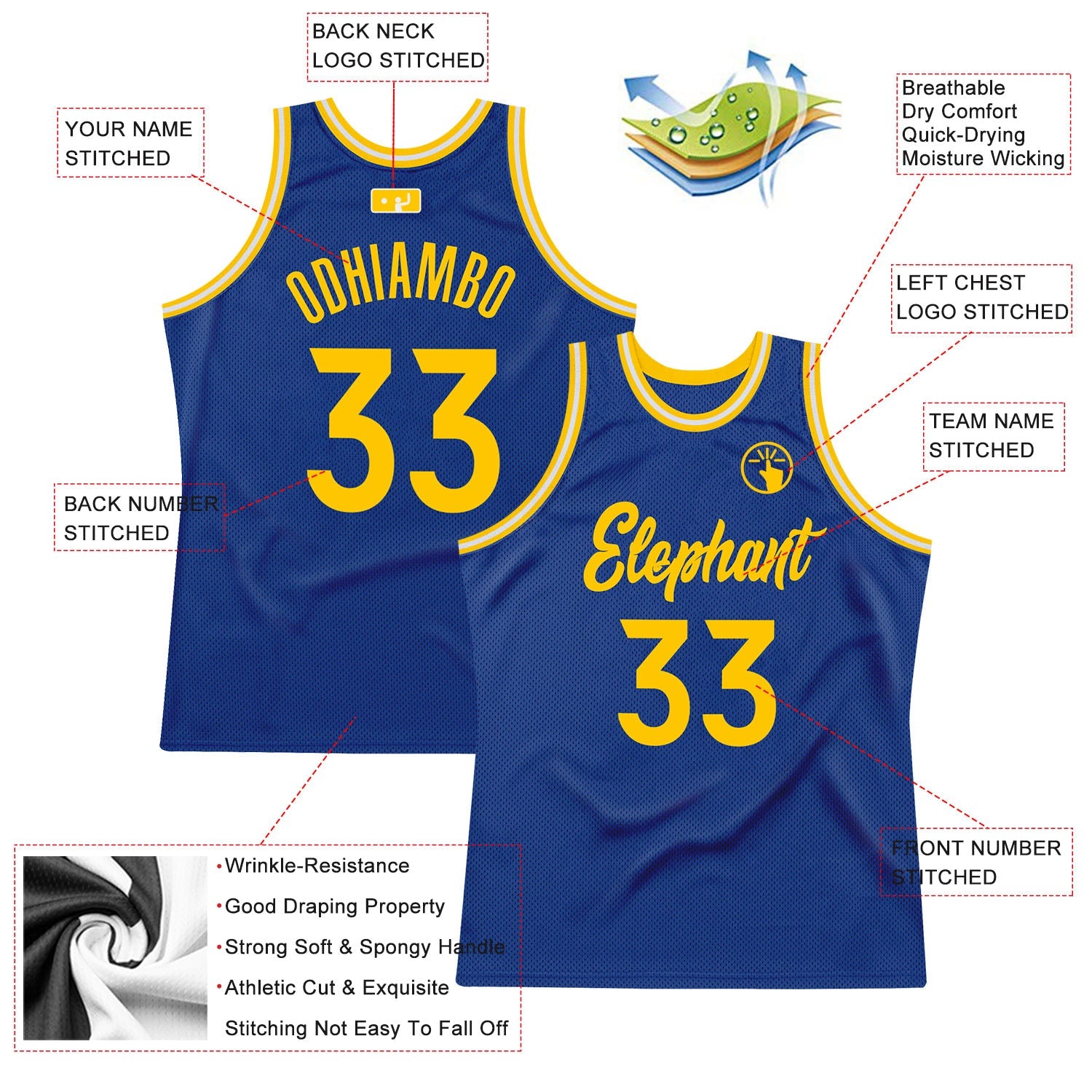 Custom Royal Gold-White Authentic Throwback Basketball Jersey view 3