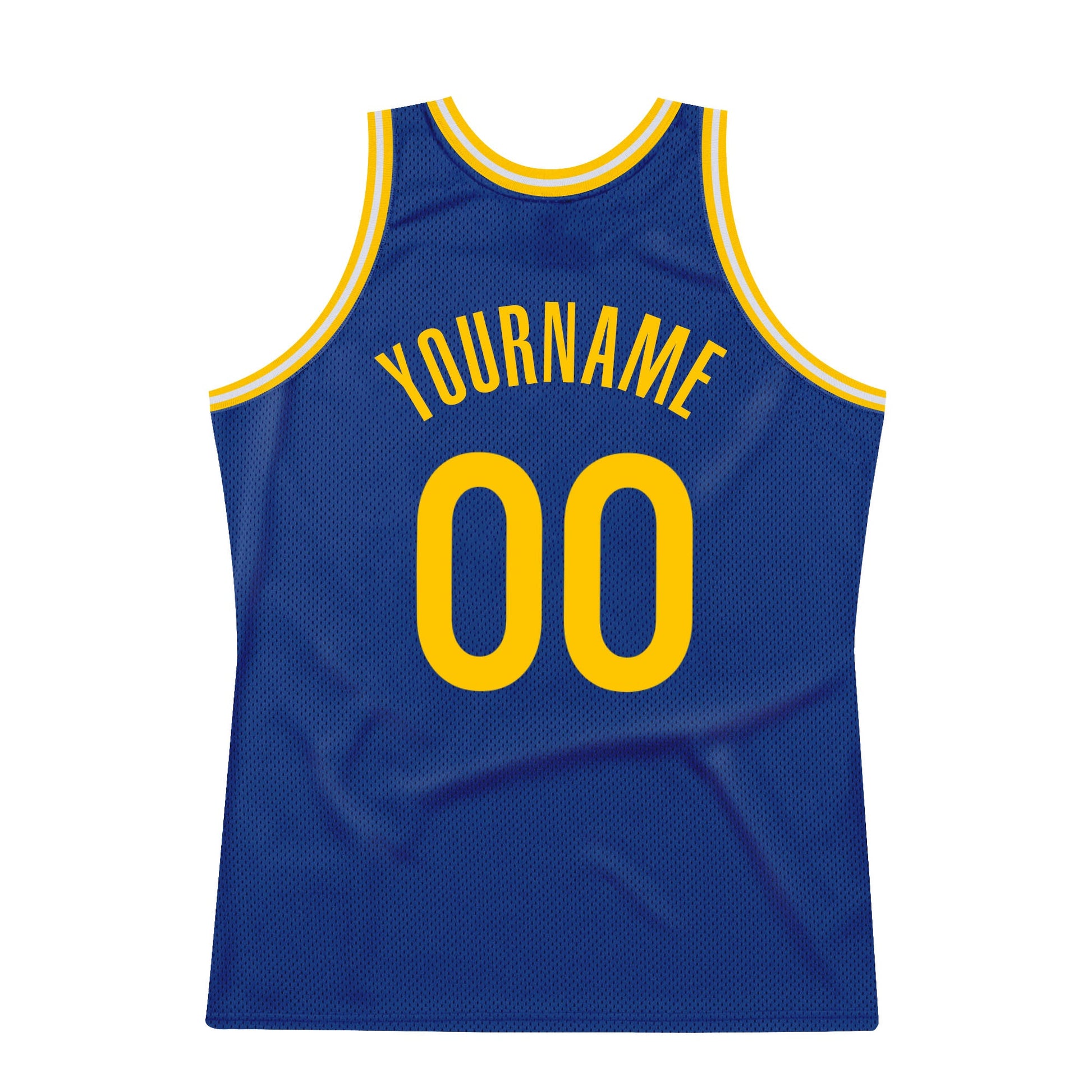 Custom Royal Gold-White Authentic Throwback Basketball Jersey view 6