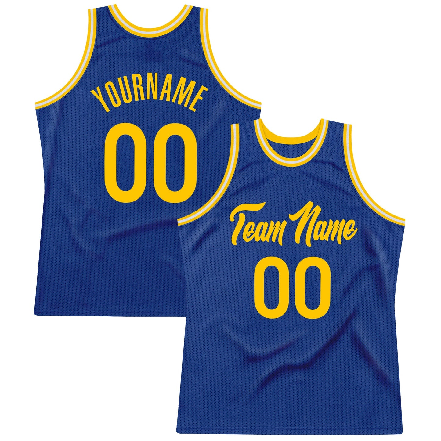 Custom Royal Gold-White Authentic Throwback Basketball Jersey - Main View