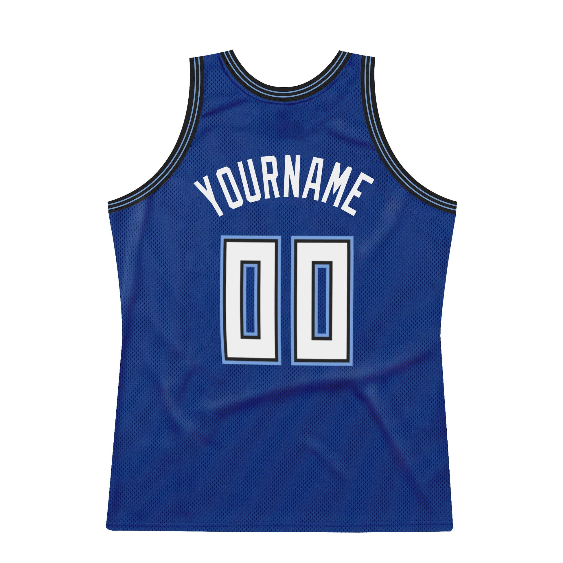 Custom Royal White-Light Blue Authentic Throwback Basketball Jersey view 6