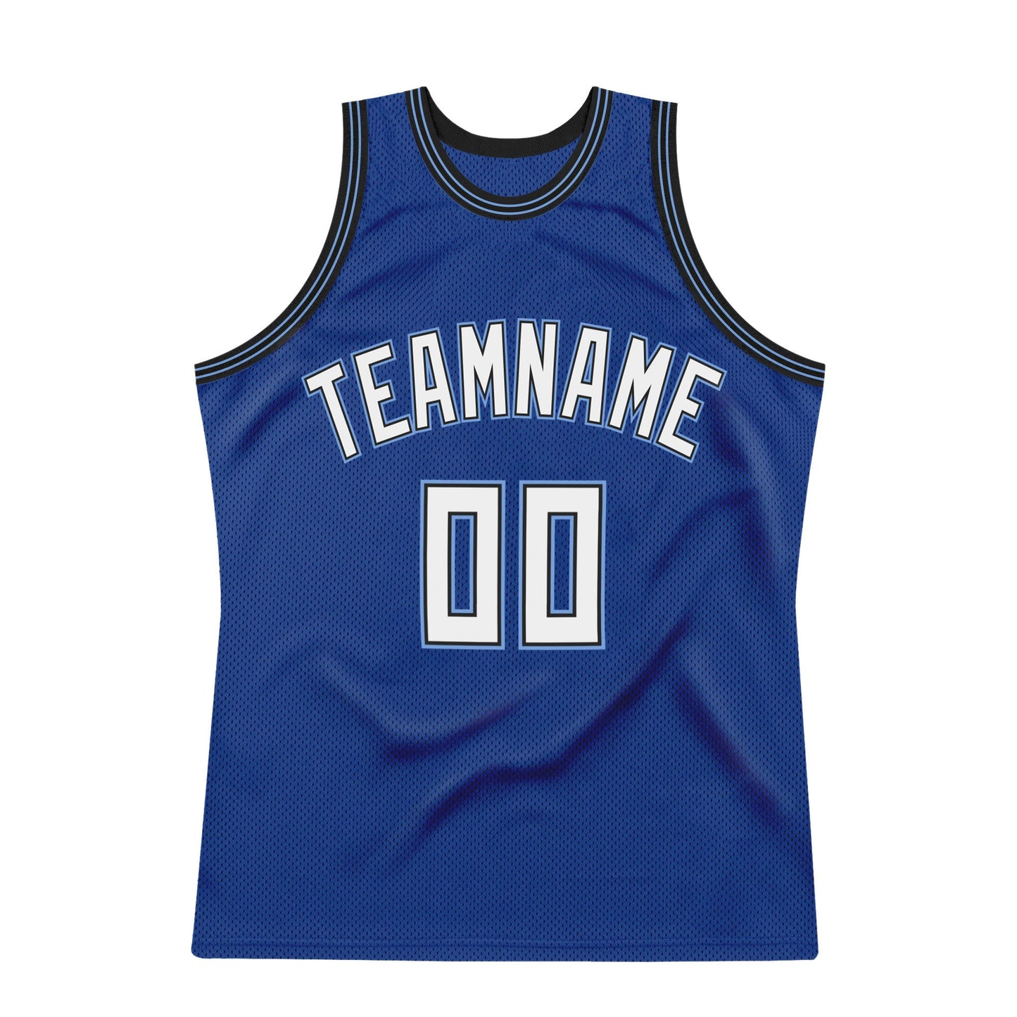 Custom Royal White-Light Blue Authentic Throwback Basketball Jersey view 7