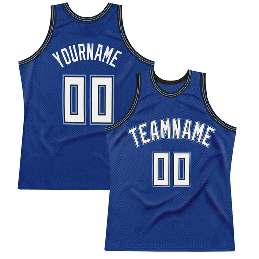 Custom Royal White-Light Blue Authentic Throwback Basketball Jersey - Main View