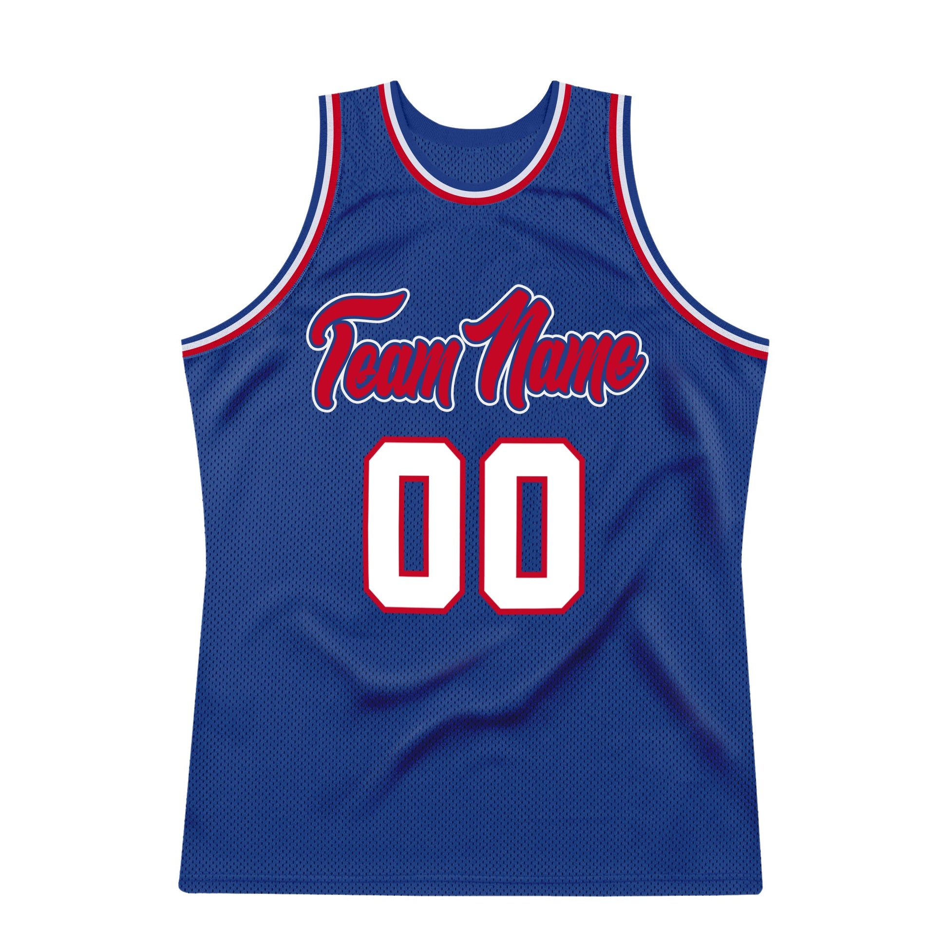 Custom Royal White-Red Authentic Throwback Basketball Jersey view 7