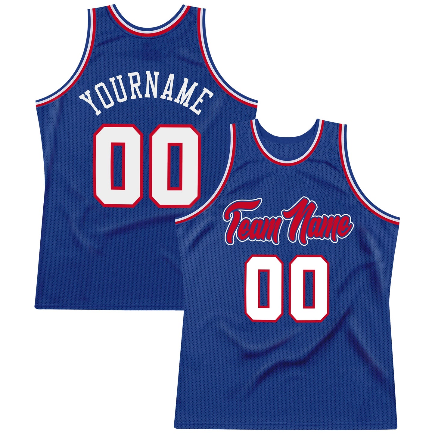 Custom Royal White-Red Authentic Throwback Basketball Jersey - Main View