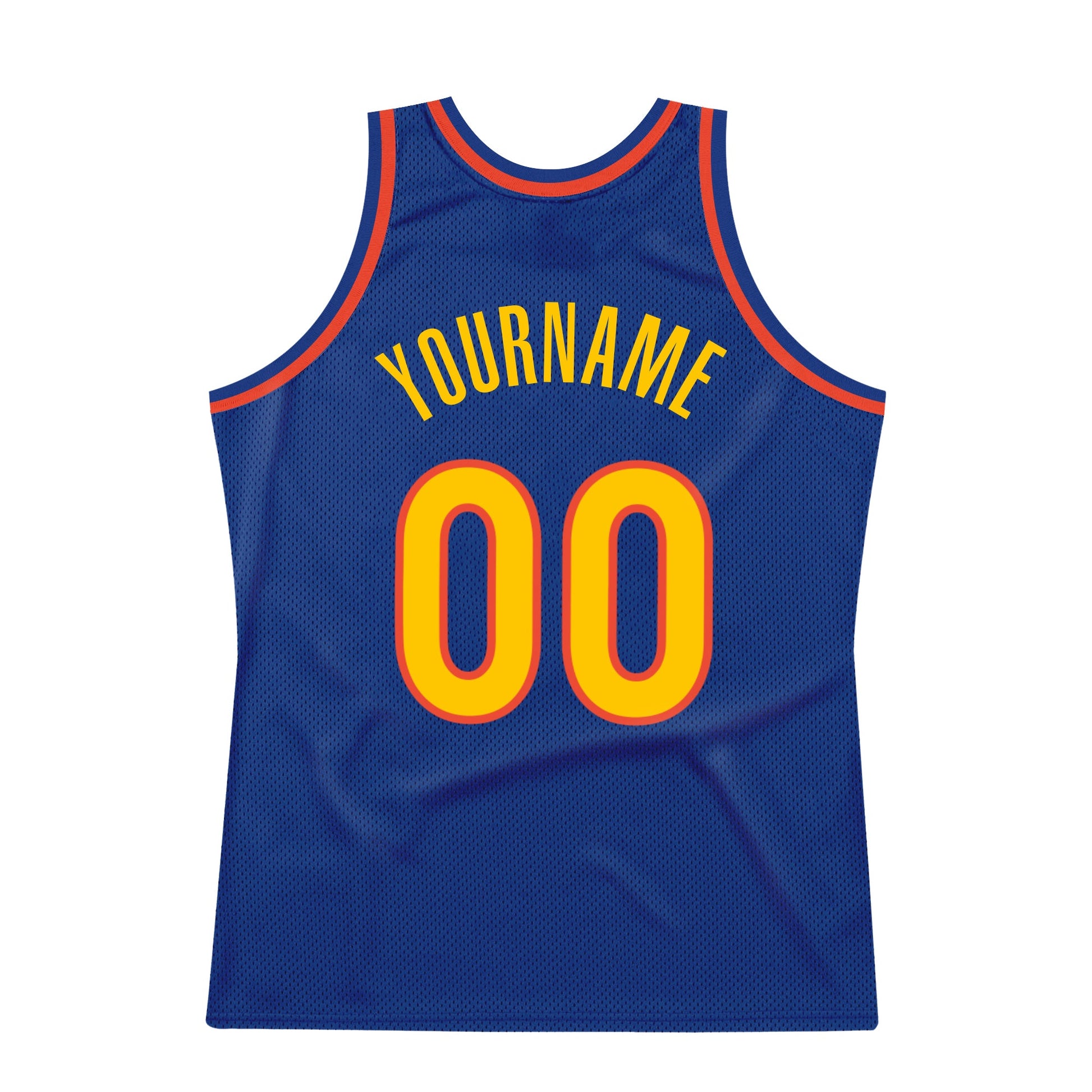 Custom Royal Gold-Orange Authentic Throwback Basketball Jersey view 6