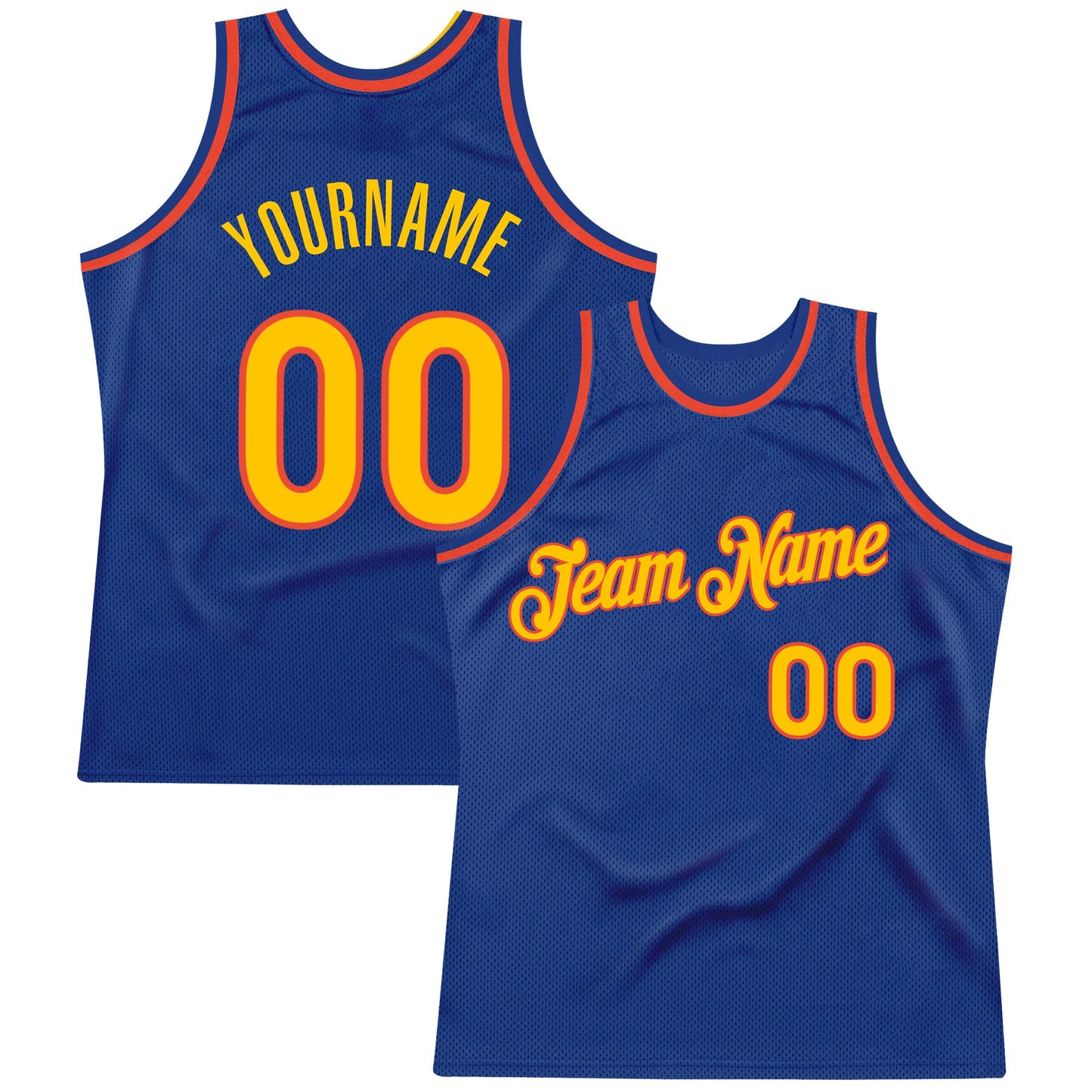 Custom Royal Gold-Orange Authentic Throwback Basketball Jersey - Main View