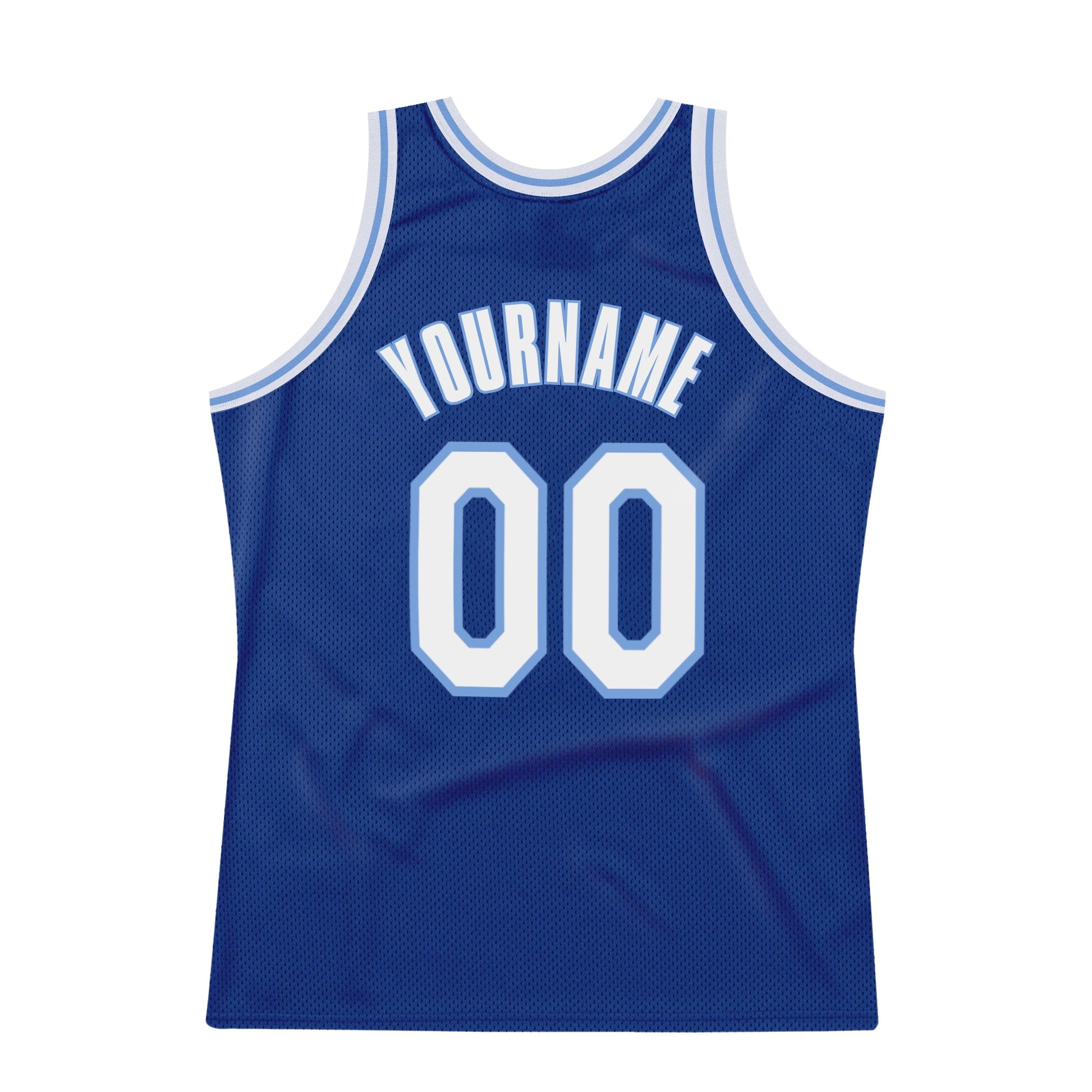Custom Royal White-Light Blue Authentic Throwback Basketball Jersey view 6