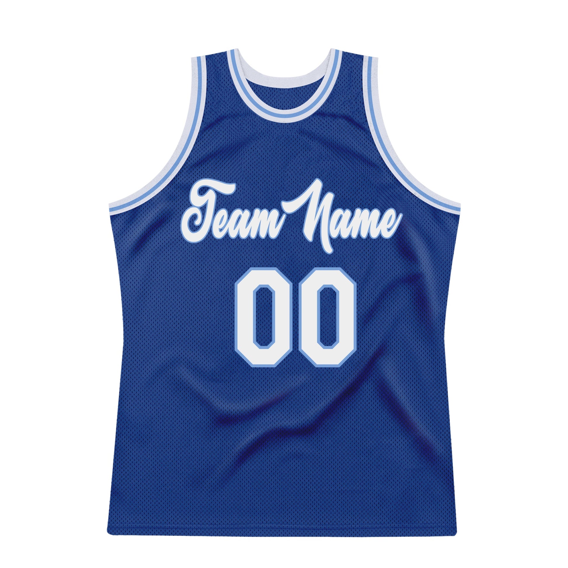 Custom Royal White-Light Blue Authentic Throwback Basketball Jersey view 7