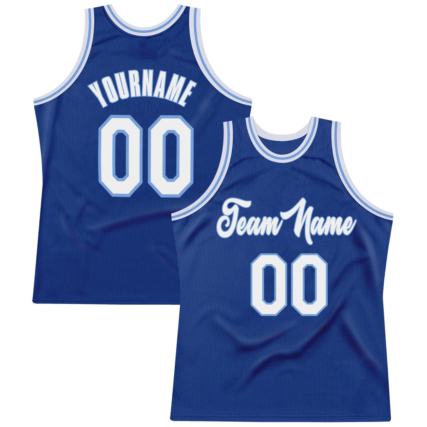Custom Royal White-Light Blue Authentic Throwback Basketball Jersey - Main View