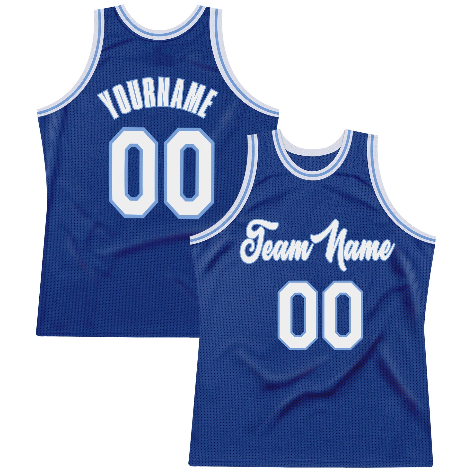 Custom Royal White-Light Blue Authentic Throwback Basketball Jersey - Main View