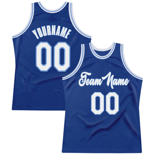 Custom Royal White-Light Blue Authentic Throwback Basketball Jersey - Main View