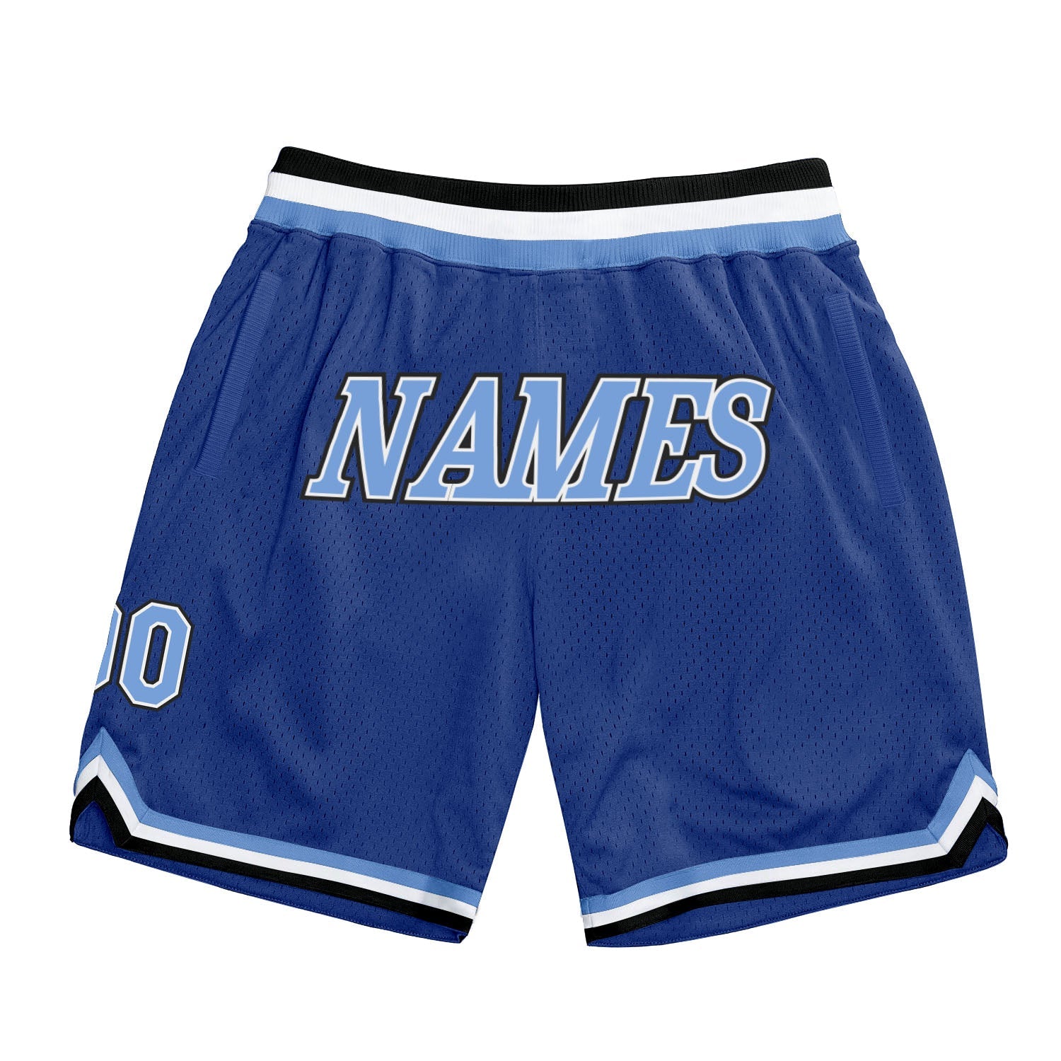 Custom Royal Light Blue-White Authentic Throwback Basketball Shorts - Main View
