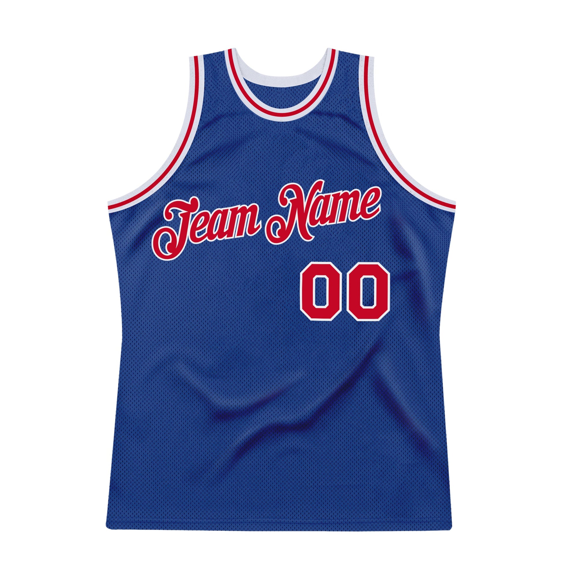 Custom Royal Red-White Authentic Throwback Basketball Jersey view 5