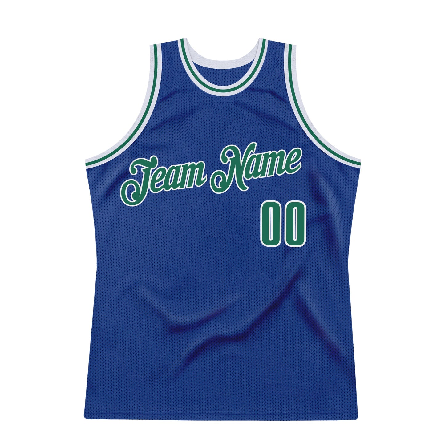 Custom Royal Kelly Green-White Authentic Throwback Basketball Jersey view 5