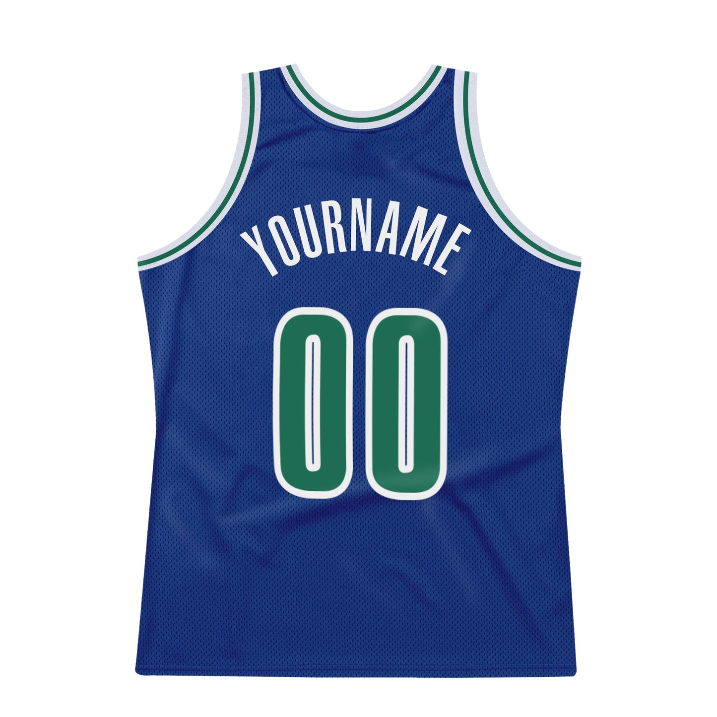 Custom Royal Kelly Green-White Authentic Throwback Basketball Jersey view 6