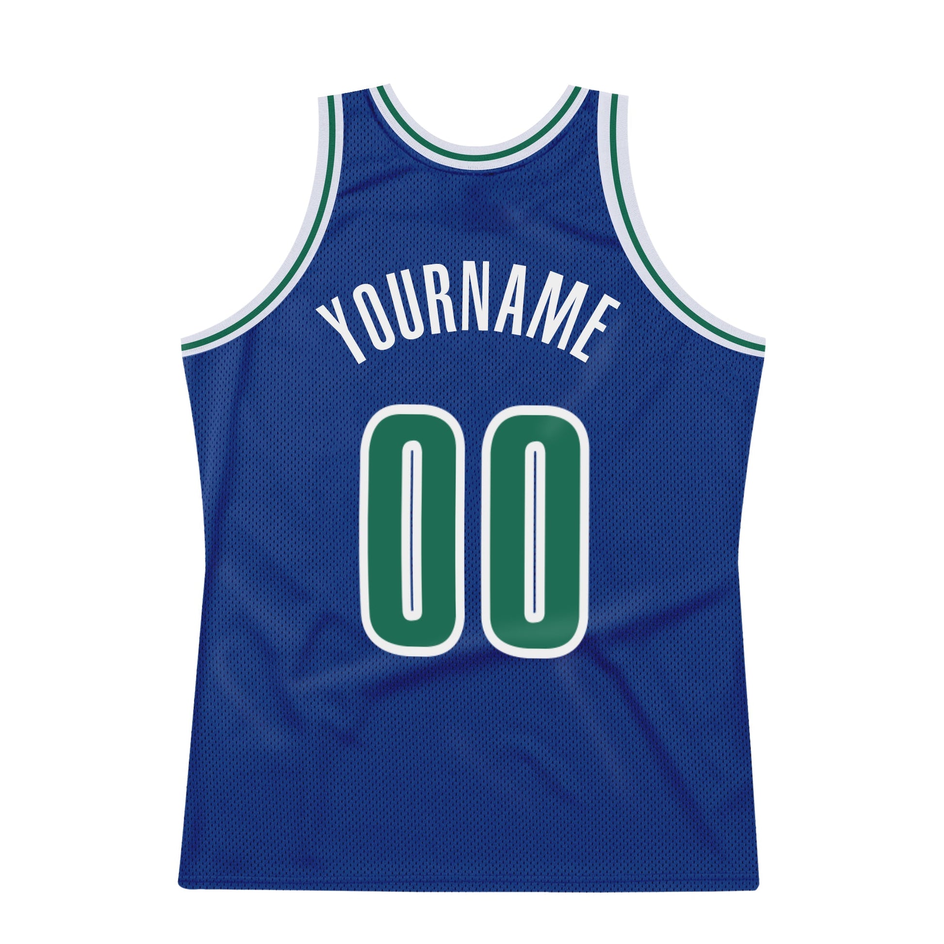 Custom Royal Kelly Green-White Authentic Throwback Basketball Jersey view 6