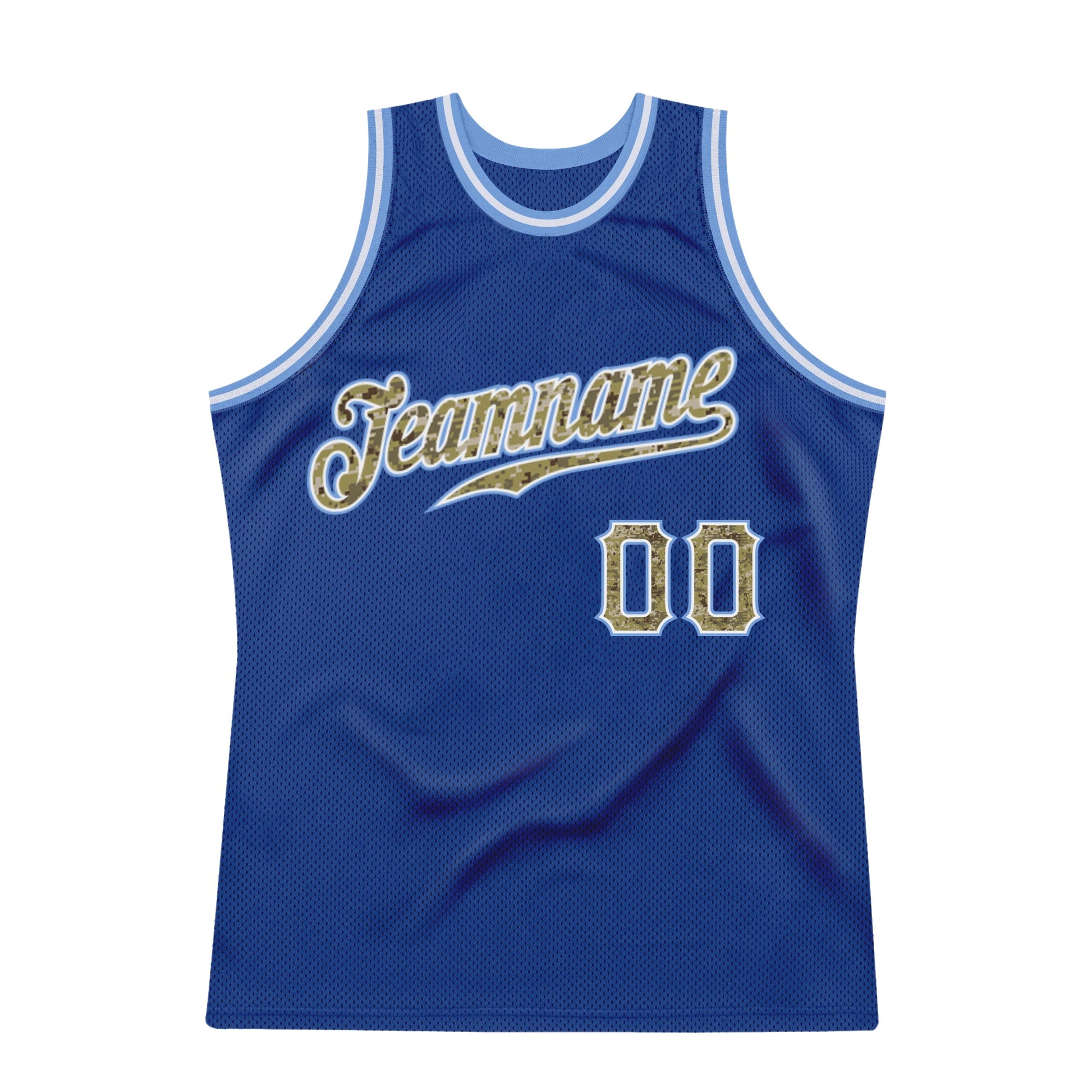 Custom Royal Camo-Light Blue Authentic Throwback Basketball Jersey view 5