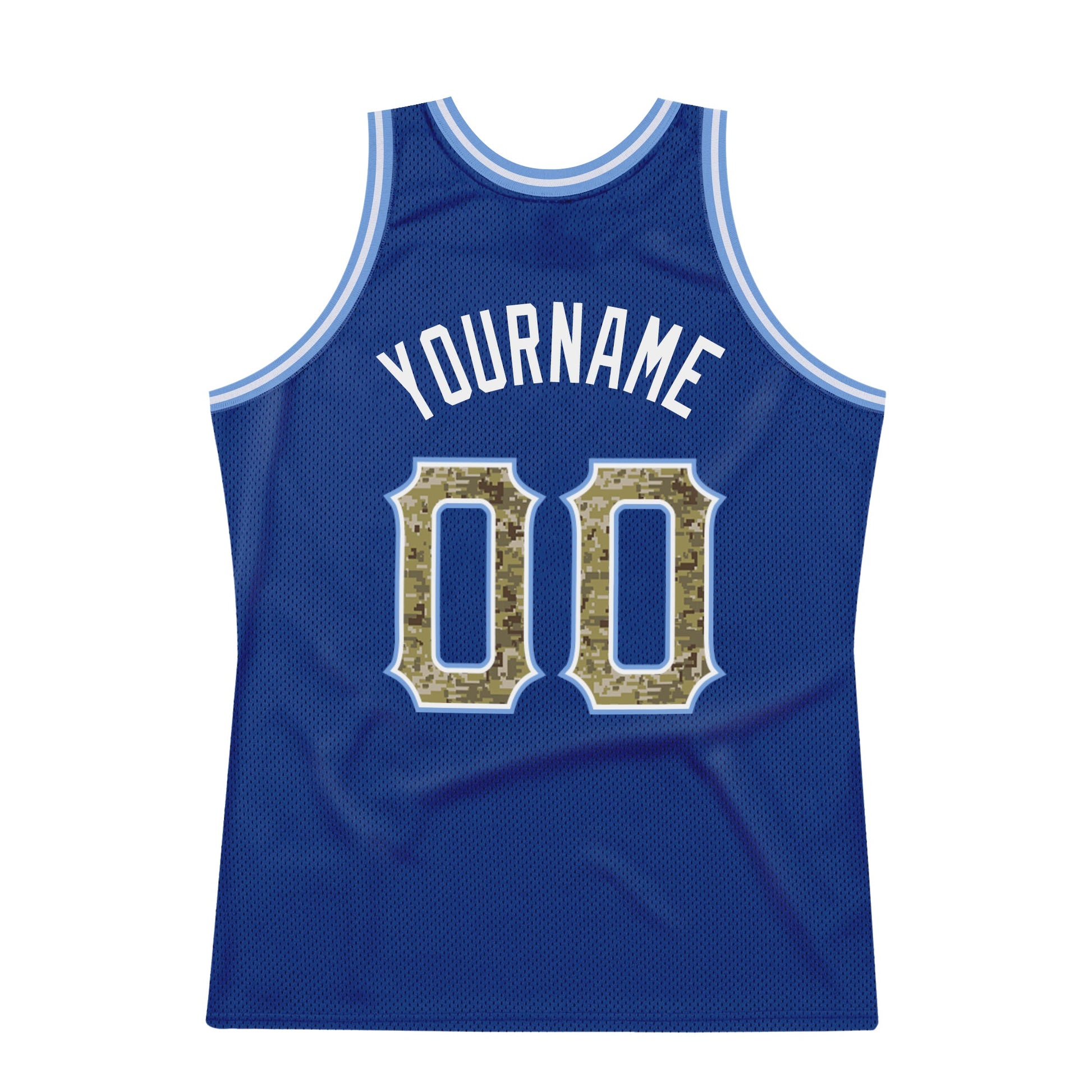 Custom Royal Camo-Light Blue Authentic Throwback Basketball Jersey view 6