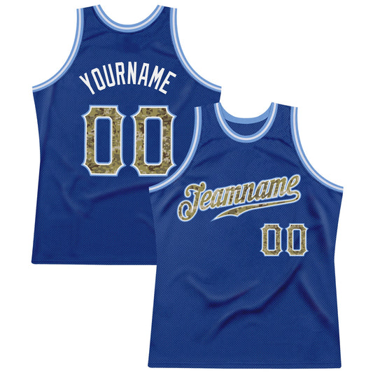 Custom Royal Camo-Light Blue Authentic Throwback Basketball Jersey - Main View