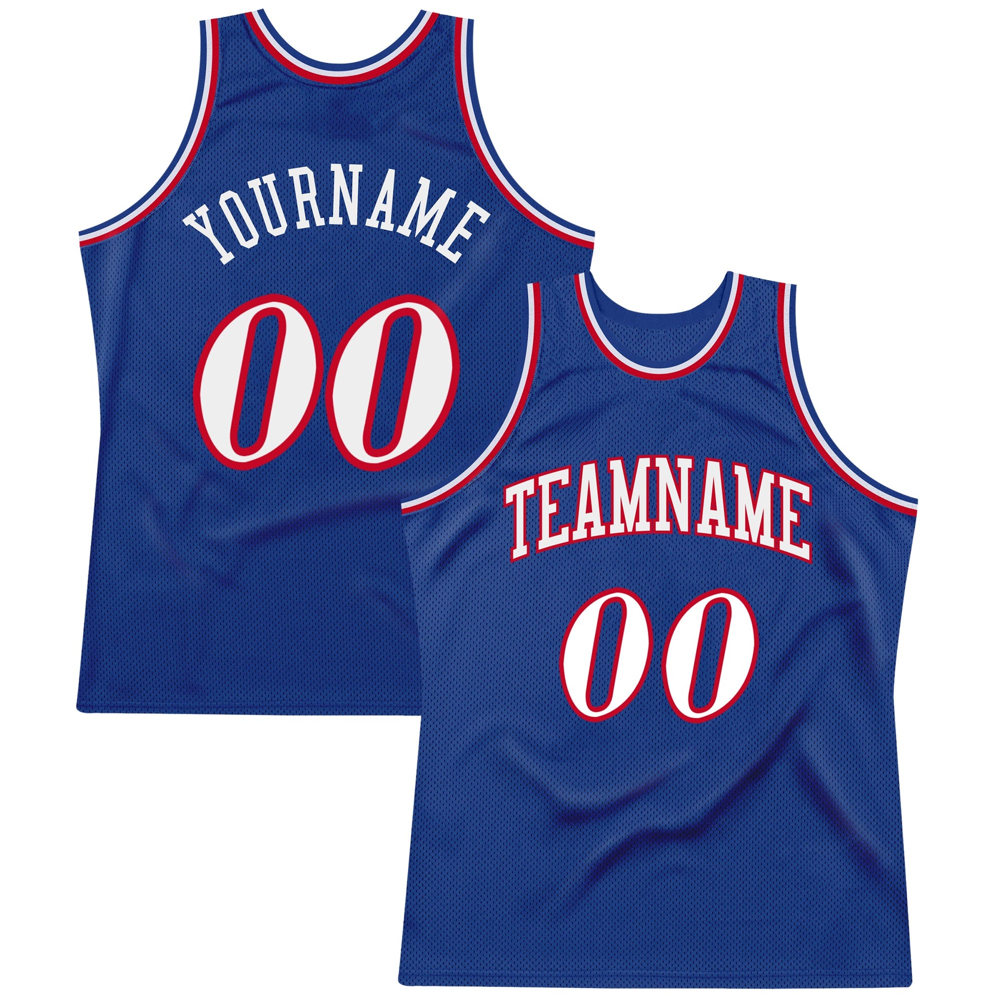 Custom Royal White-Red Authentic Throwback Basketball Jersey - Main View