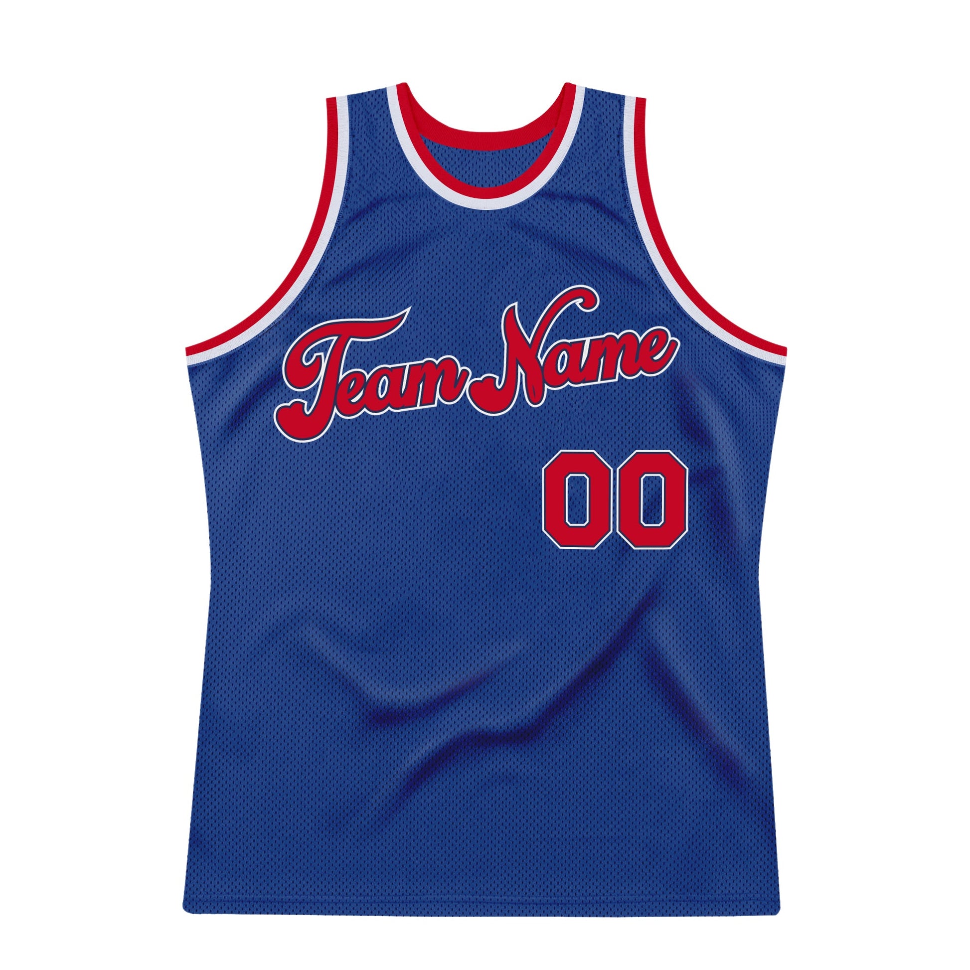 Custom Royal Red-White Authentic Throwback Basketball Jersey view 5