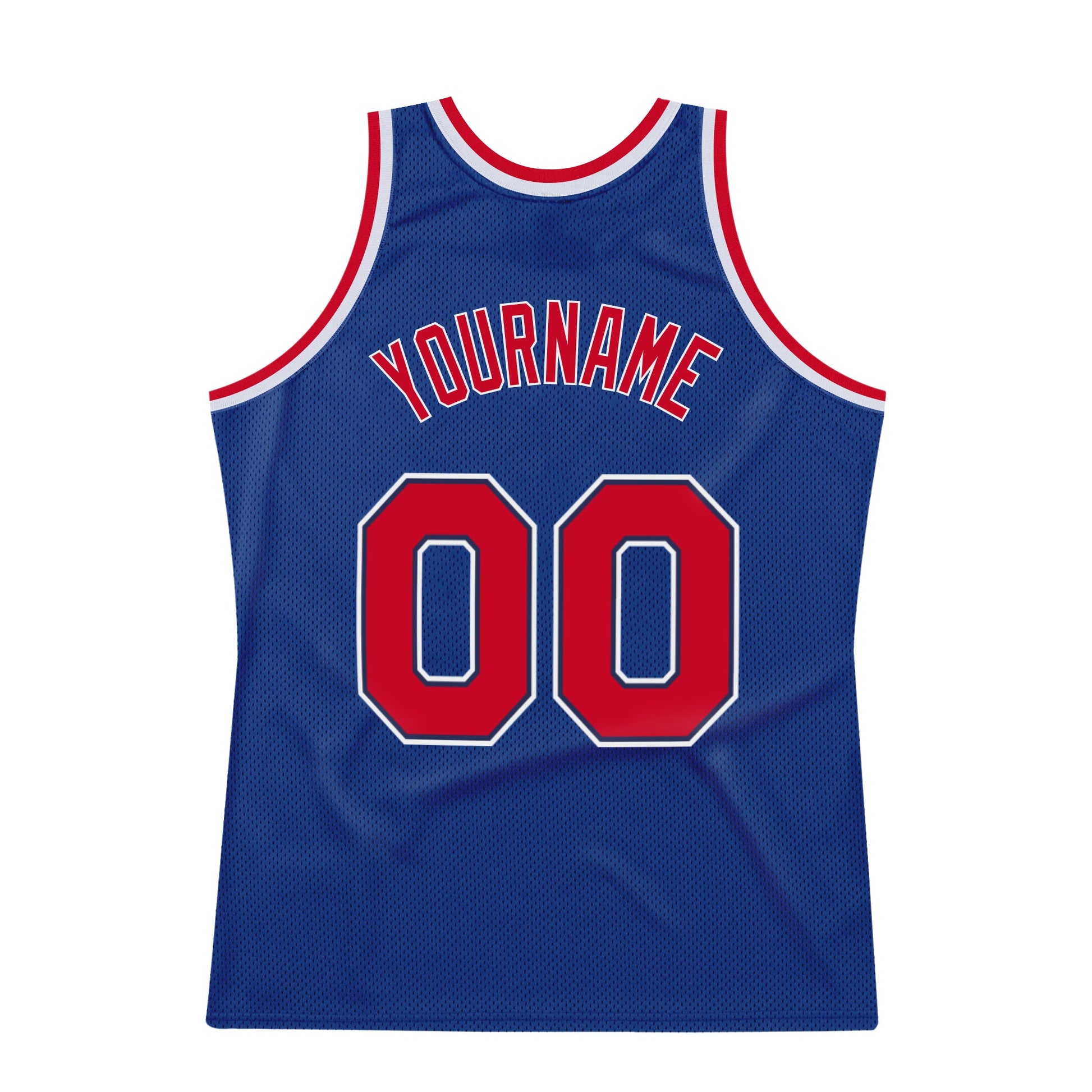 Custom Royal Red-White Authentic Throwback Basketball Jersey view 6