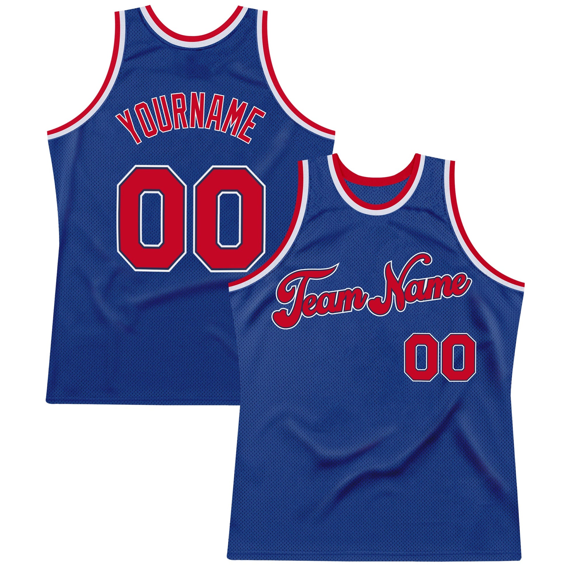 Custom Royal Red-White Authentic Throwback Basketball Jersey - Main View