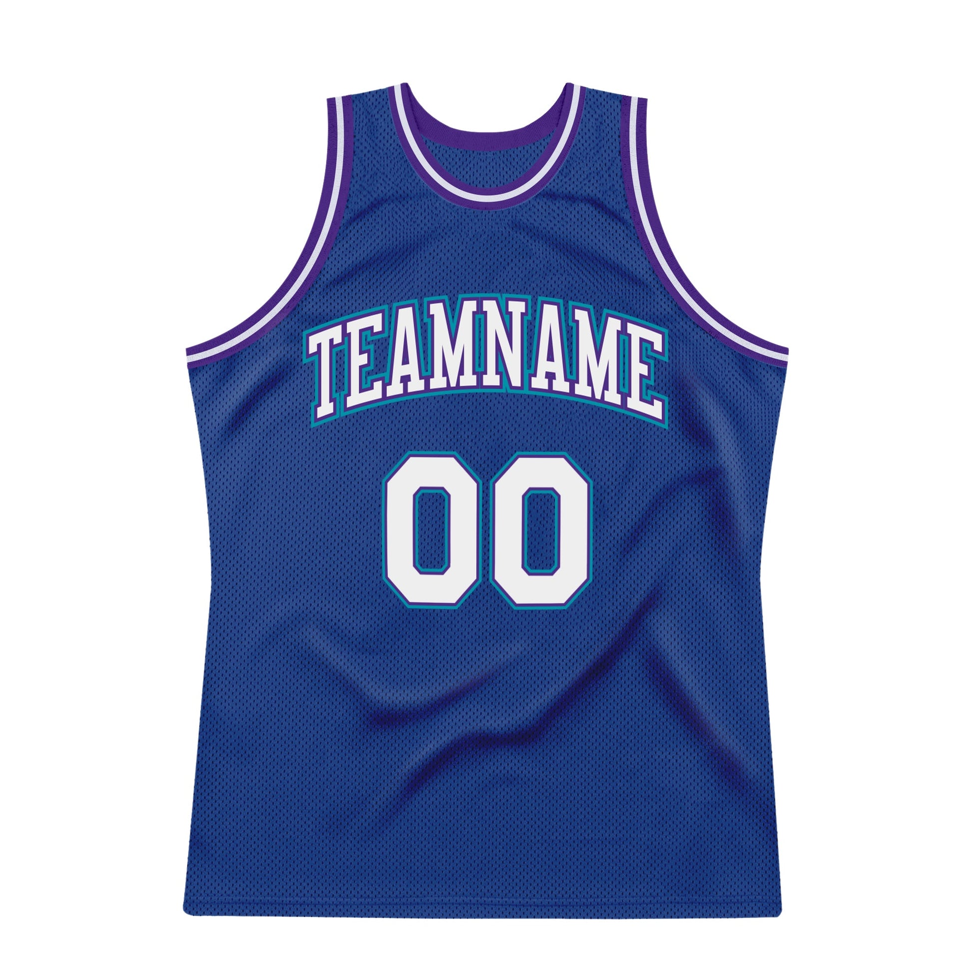 Custom Royal White-Purple Authentic Throwback Basketball Jersey view 5