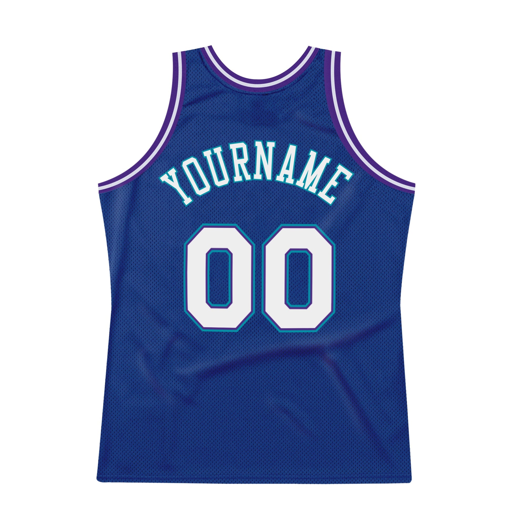 Custom Royal White-Purple Authentic Throwback Basketball Jersey view 6