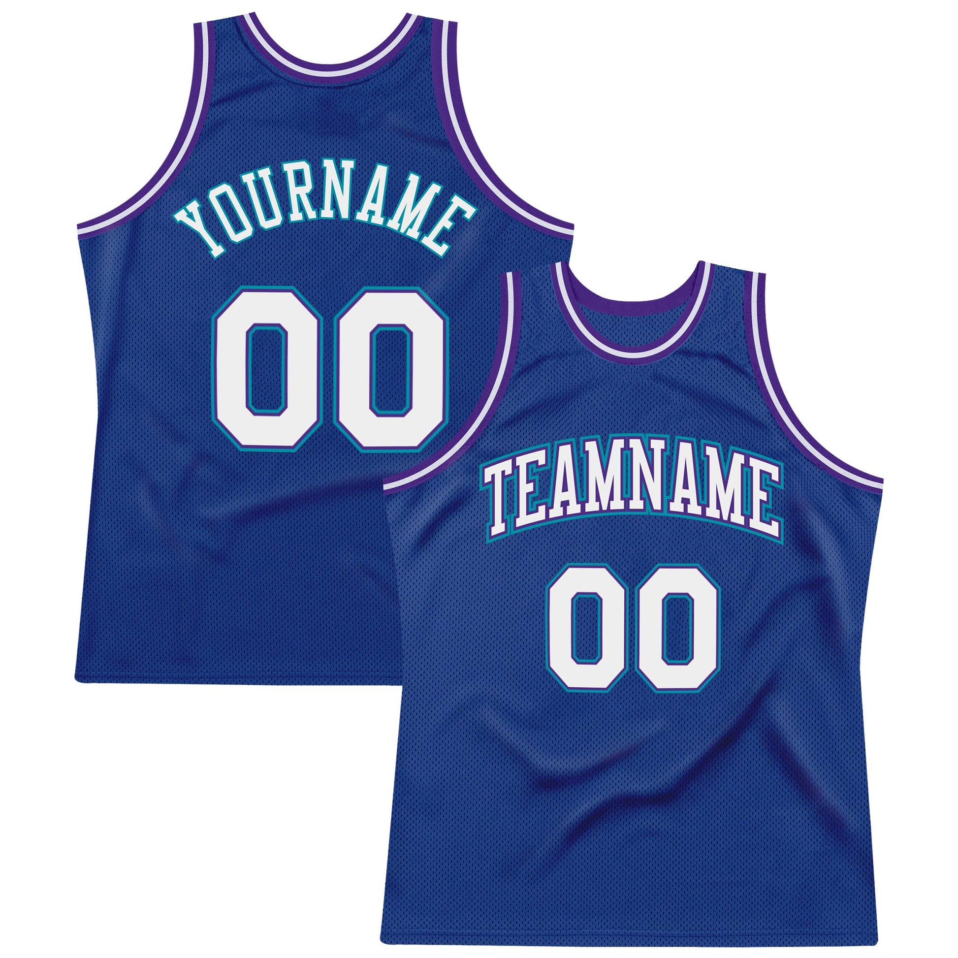 Custom Royal White-Purple Authentic Throwback Basketball Jersey - Main View