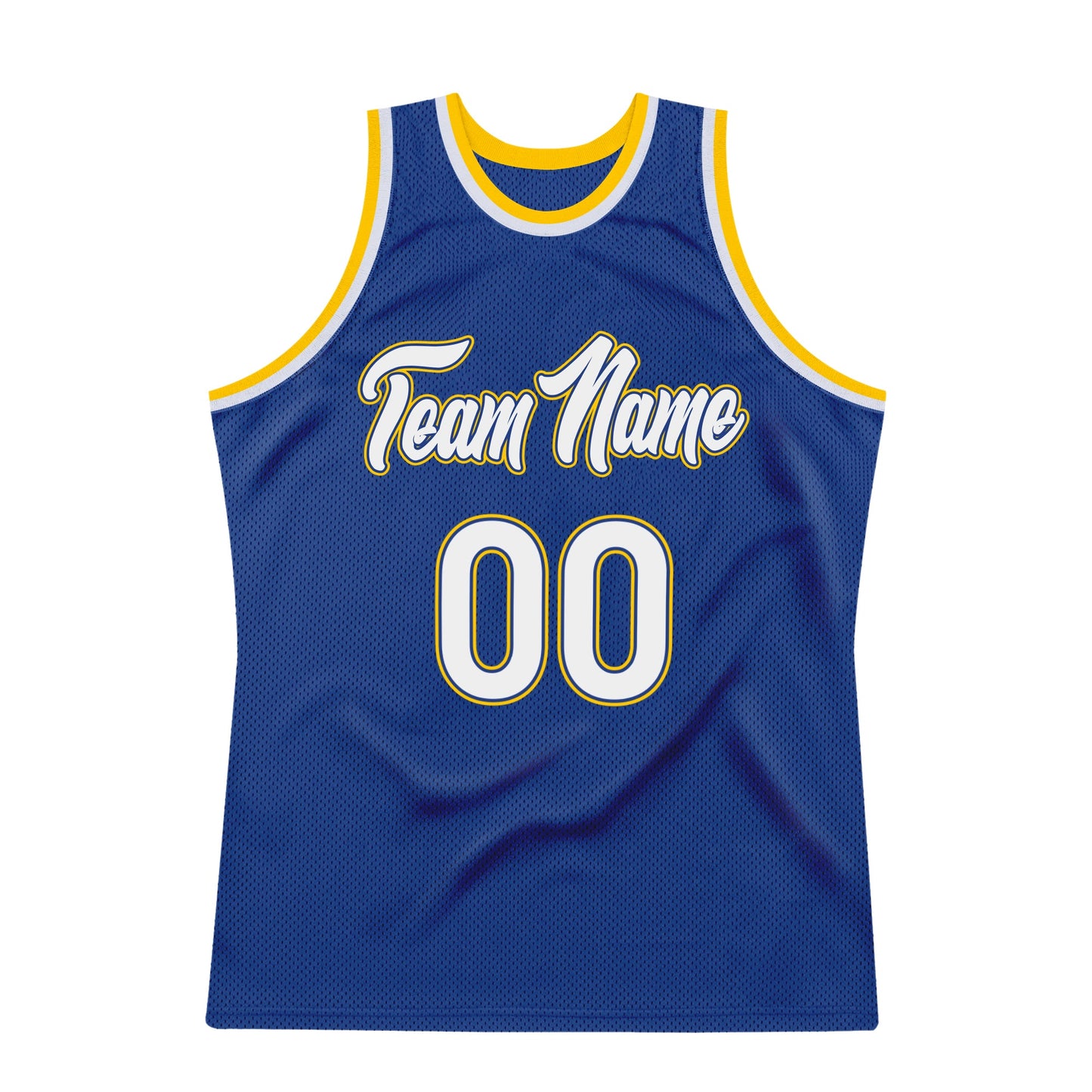 Custom Royal White-Gold Authentic Throwback Basketball Jersey view 5