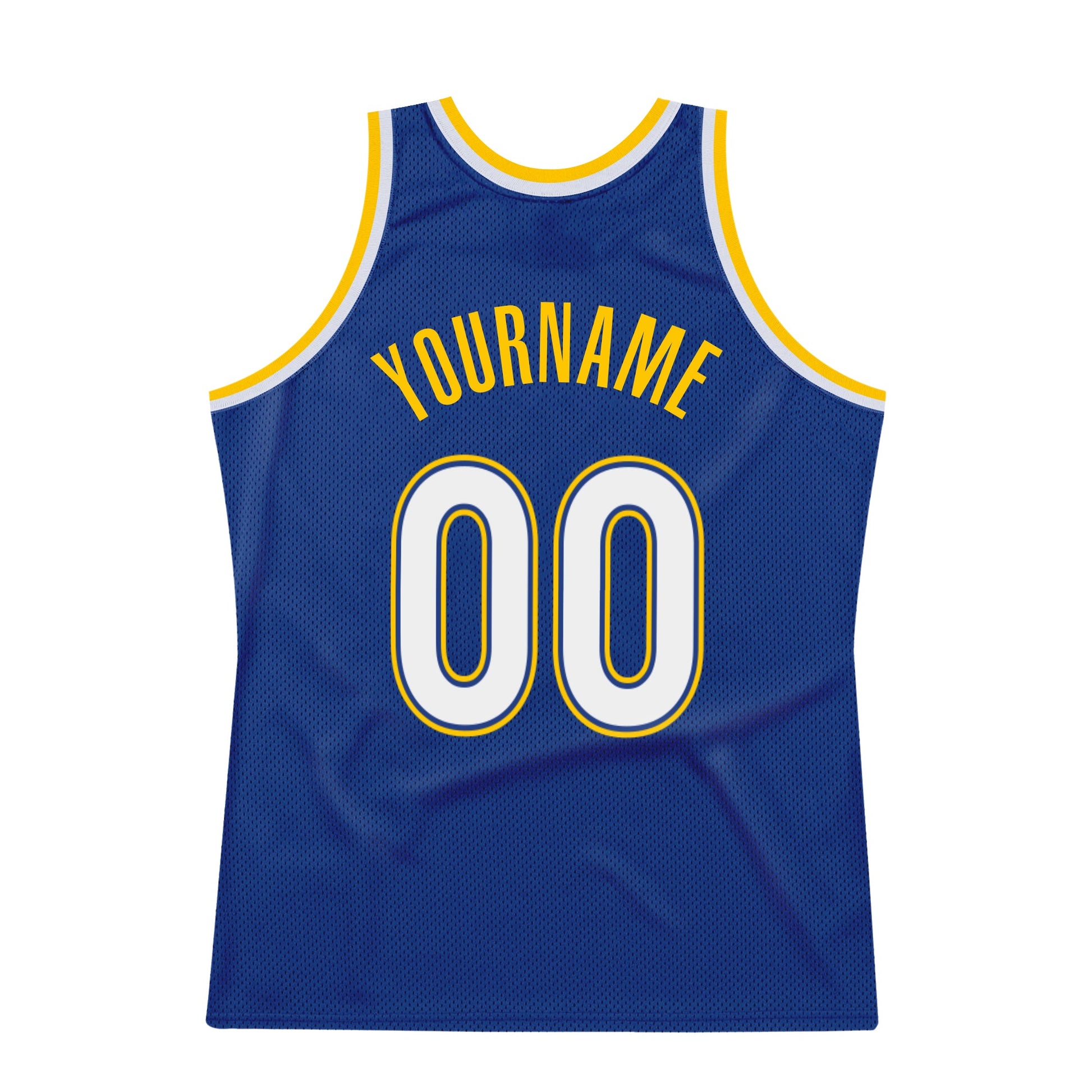Custom Royal White-Gold Authentic Throwback Basketball Jersey view 6
