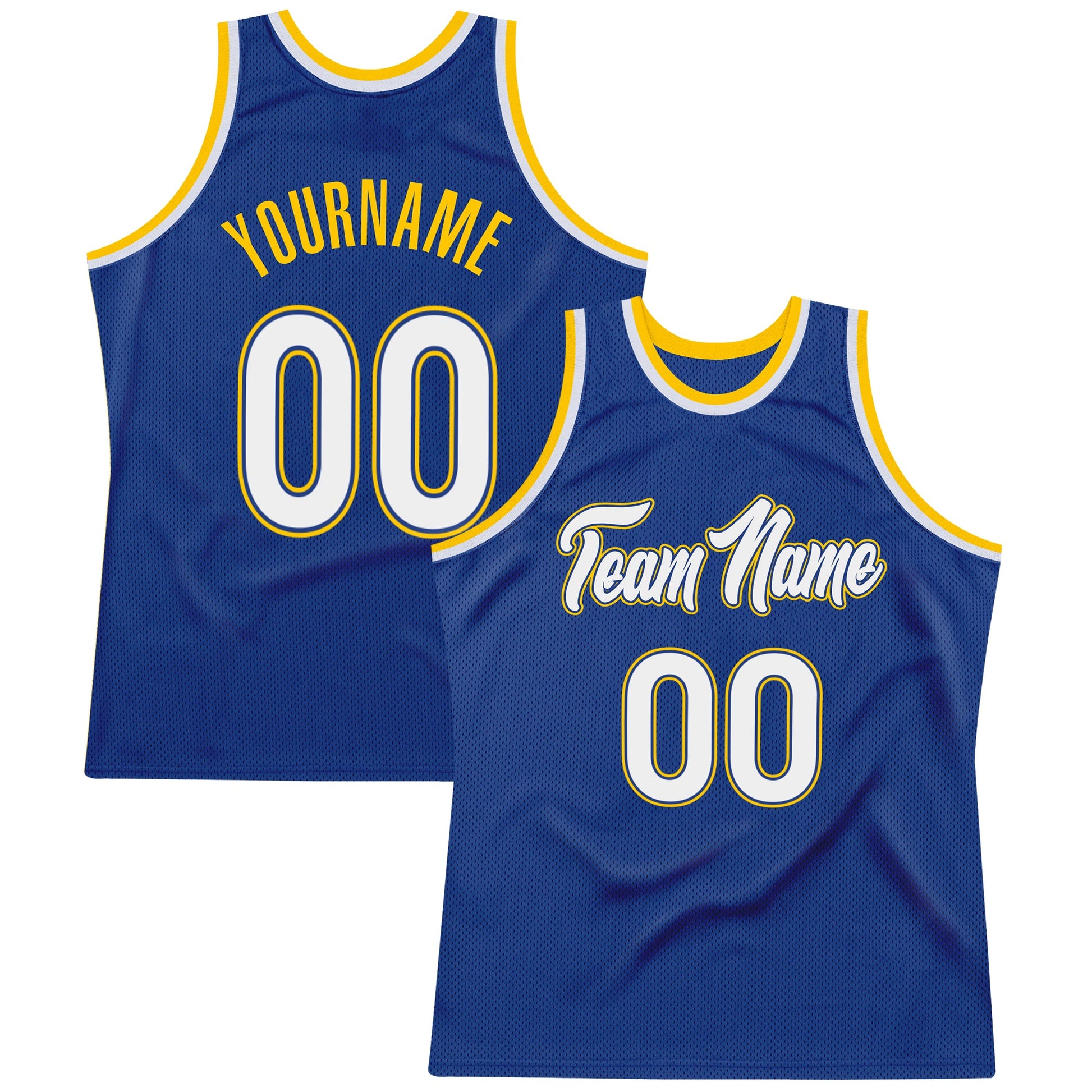 Custom Royal White-Gold Authentic Throwback Basketball Jersey - Main View