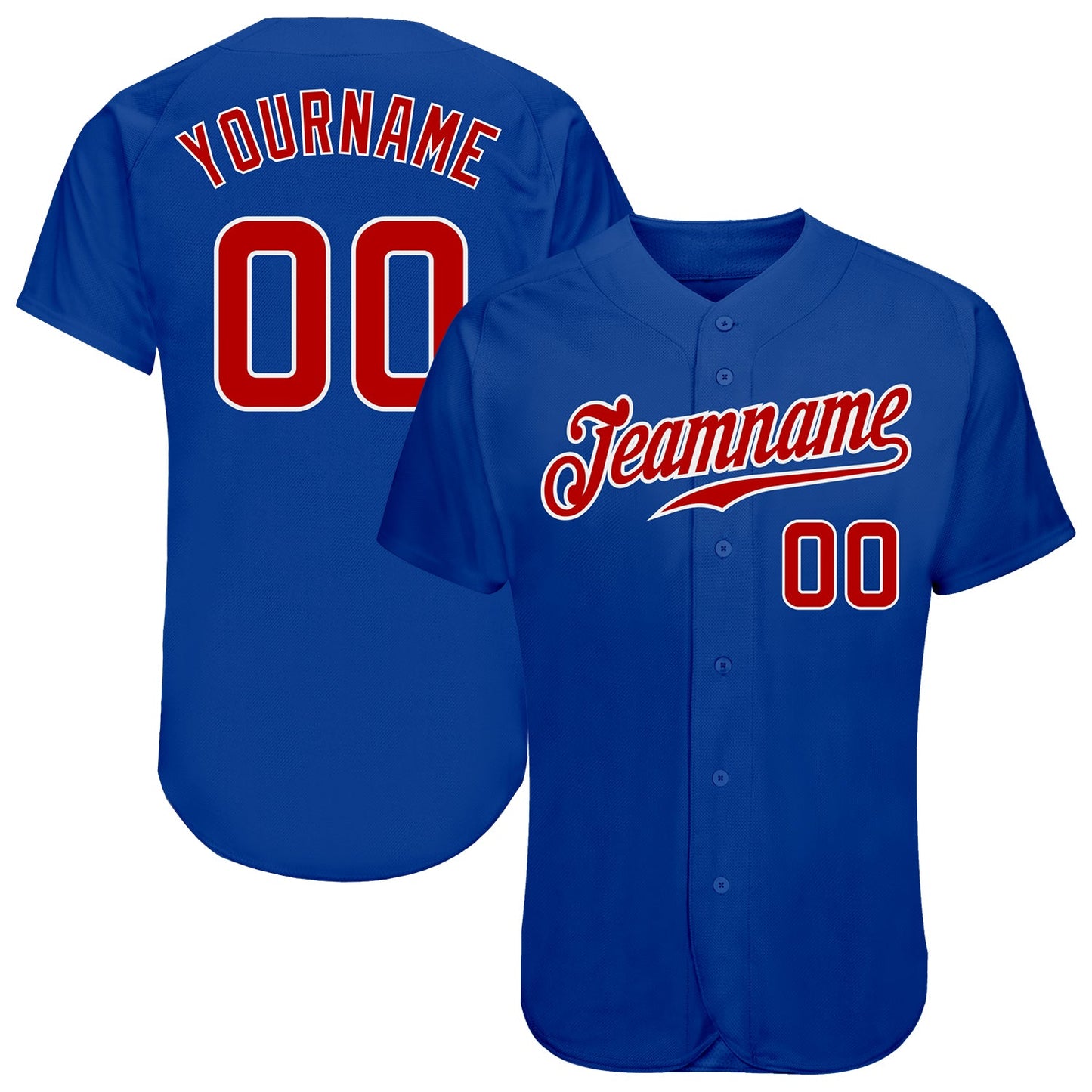 Custom Royal Red-White Authentic Baseball Jersey - Main View