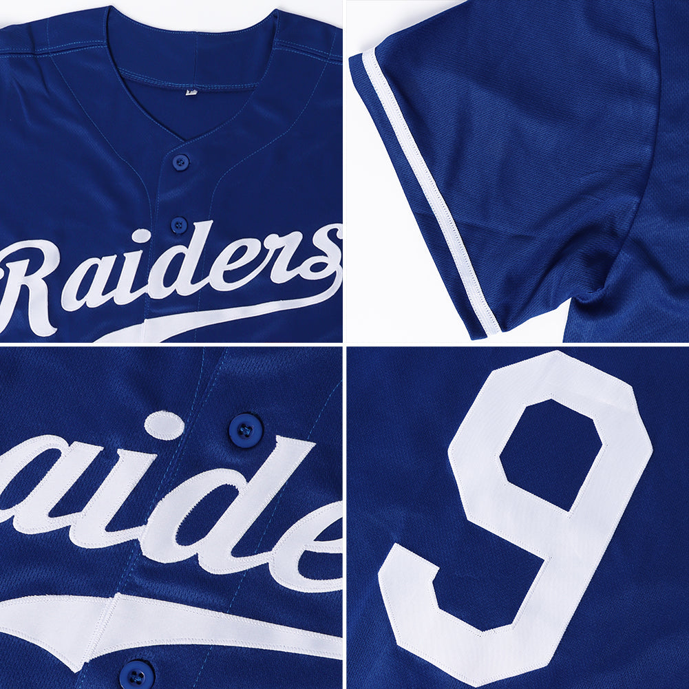 Custom Royal White Authentic Baseball Jersey view 6