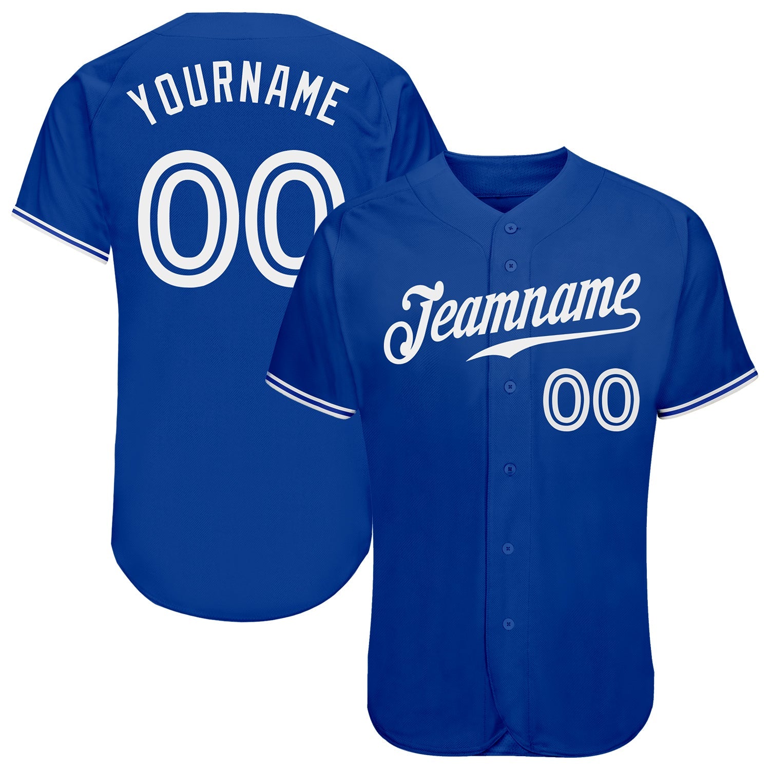 Custom Royal White Authentic Baseball Jersey - Main View