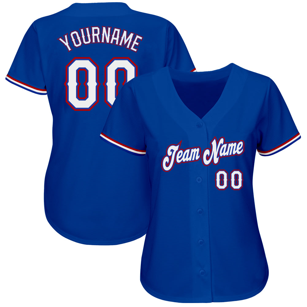 Custom Royal White-Red Authentic Baseball Jersey view 2